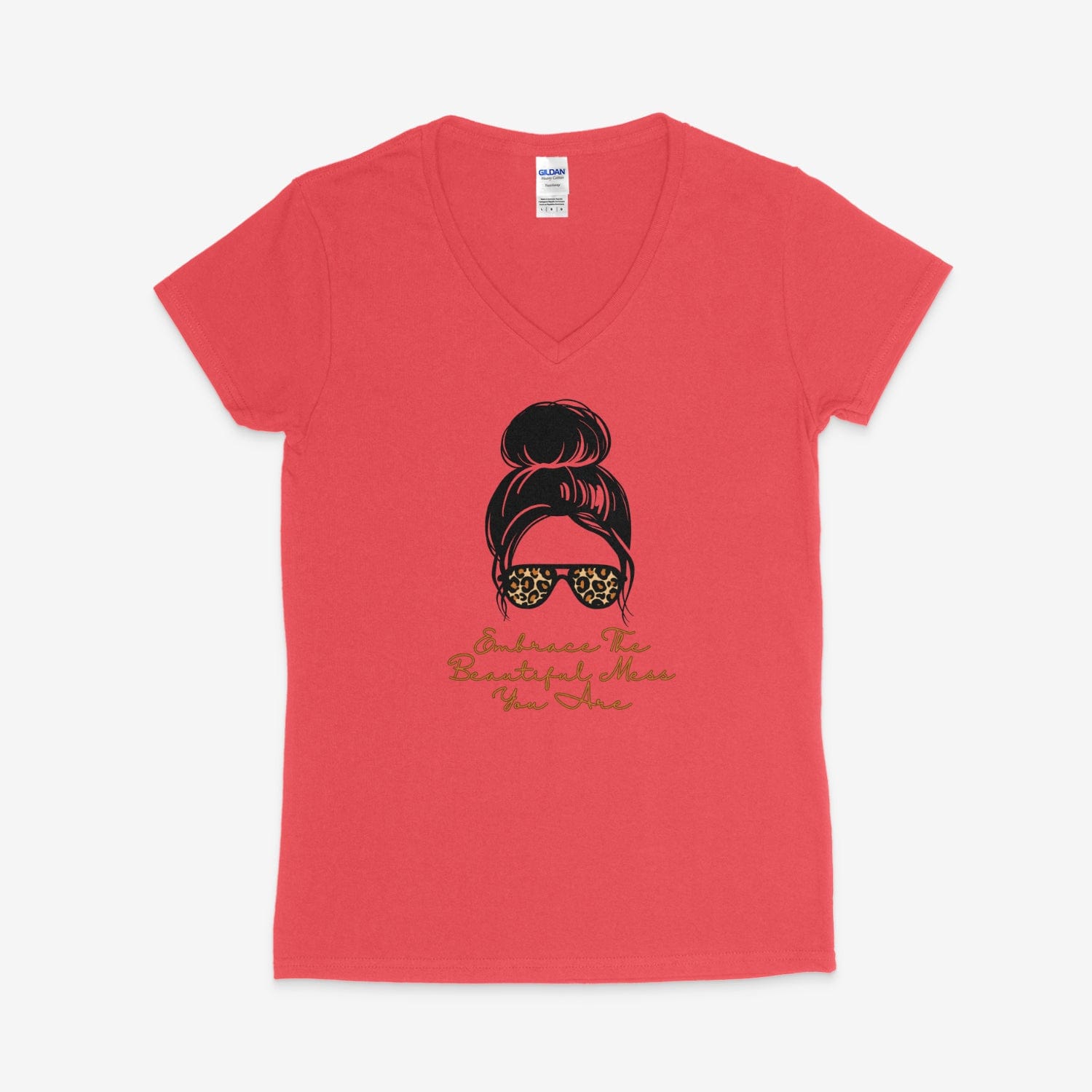 Printify V-neck S / Coral Silk Embrace the Mess You Are V-Neck Embrace the Mess You Are V-Neck 73971727170877953821