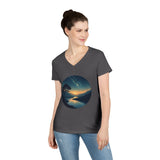 Printify V-neck Evening Peace V-Neck T-Shirt Evening Peace V-Neck T-Shirt
