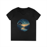 Printify V-neck S / Black Evening Peace V-Neck T-Shirt Evening Peace V-Neck T-Shirt 17311659575530040697