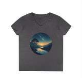 Printify V-neck S / Charcoal Evening Peace V-Neck T-Shirt Evening Peace V-Neck T-Shirt 11477226839203369141