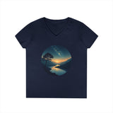 Printify V-neck S / Navy Evening Peace V-Neck T-Shirt Evening Peace V-Neck T-Shirt 28927186691205469399