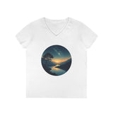 Printify V-neck S / White Evening Peace V-Neck T-Shirt Evening Peace V-Neck T-Shirt 33027443841411428237