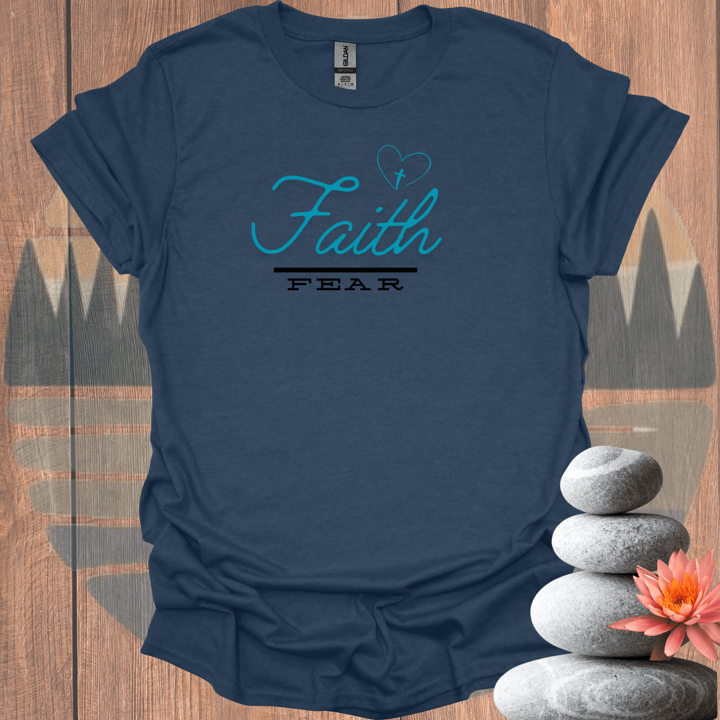 Printify T-Shirt Heather Navy / S Faith Over Fear T-Shirt Faith Over Fear T-Shirt 17424367449433004988