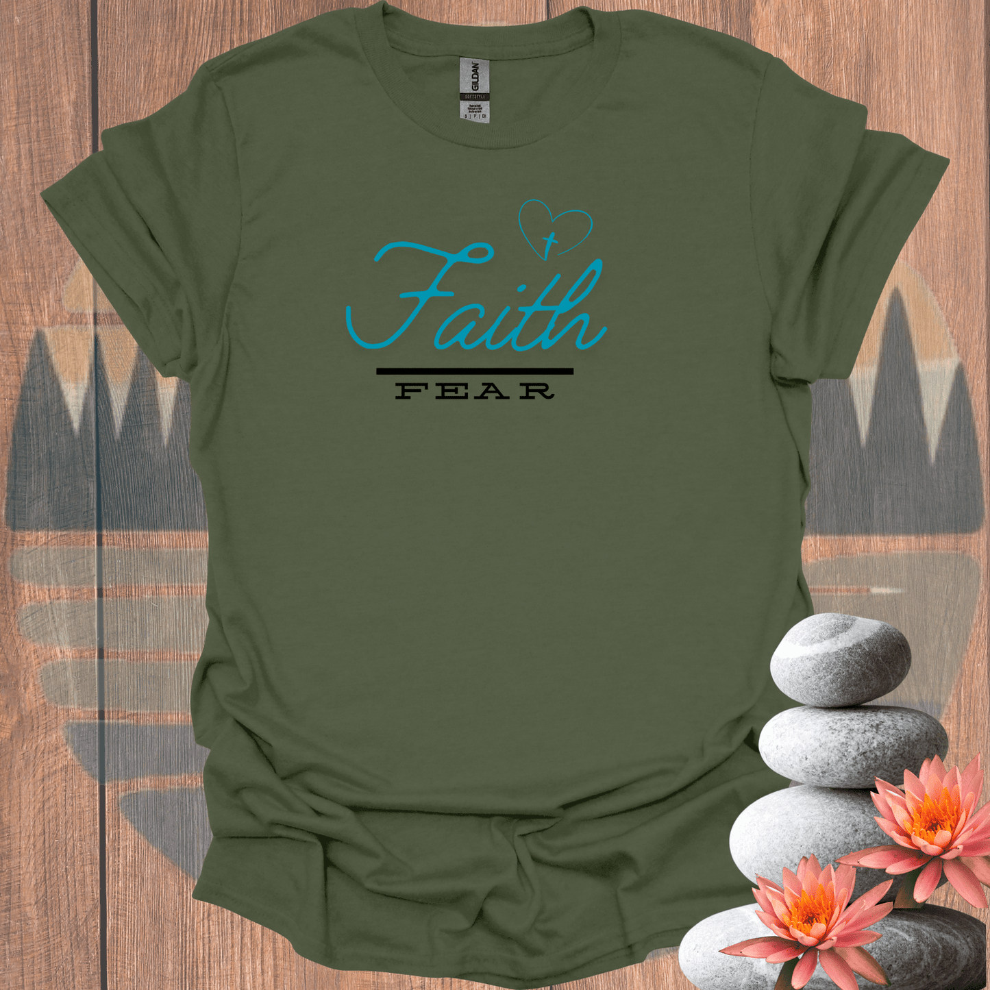 Printify T-Shirt Military Green / S Faith Over Fear T-Shirt Faith Over Fear T-Shirt 81444409578146935751