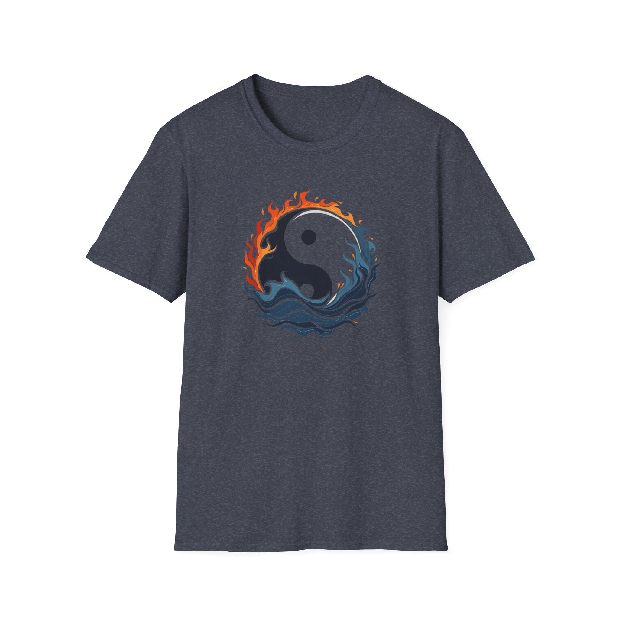 Printify T-Shirt Heather Navy / S Fire & Water Yin Yang Fire & Water Yin Yang 26574057767279777007