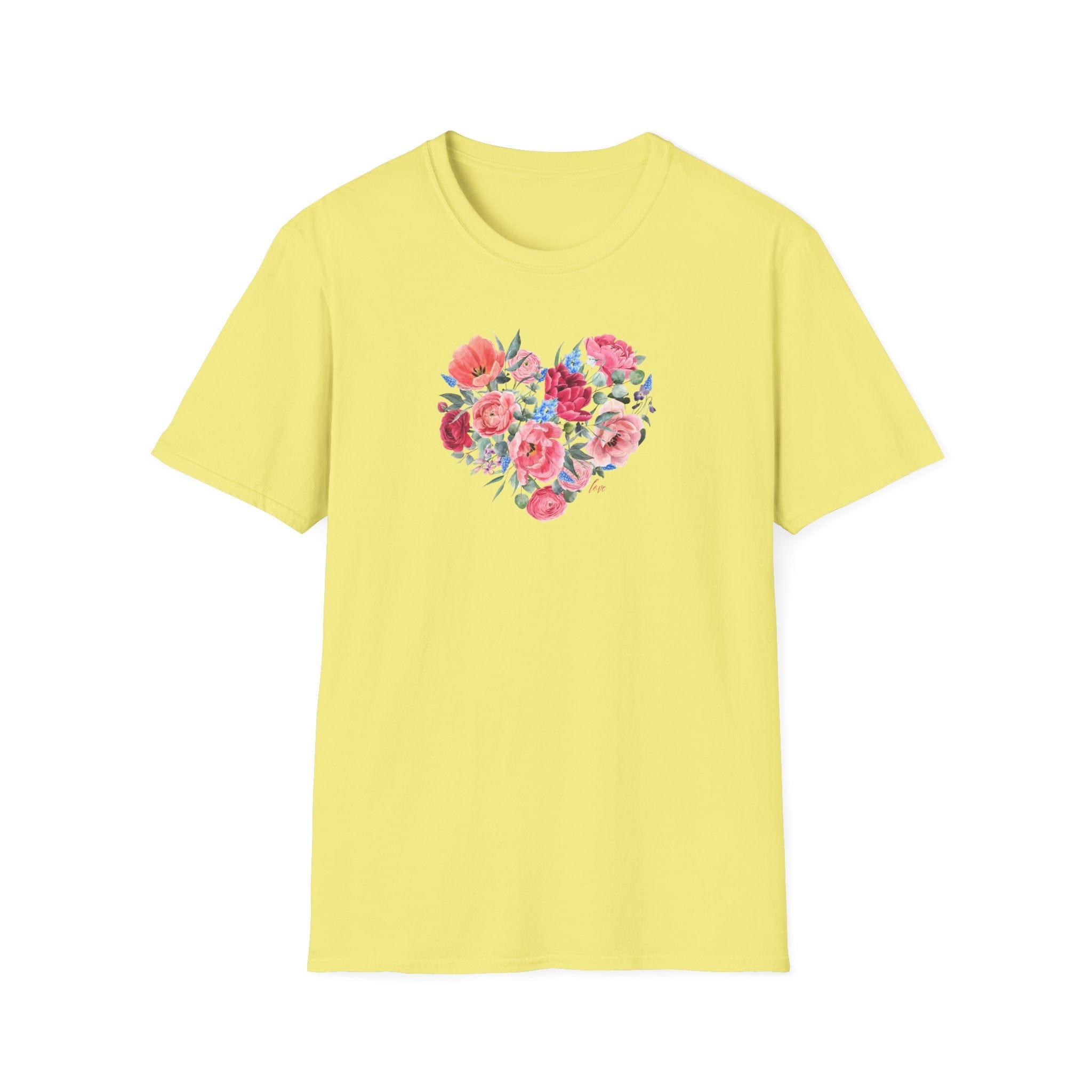 Printify T-Shirt Cornsilk / S Flowery Love T-Shirt Flowery Love T-Shirt 10060456399382478793