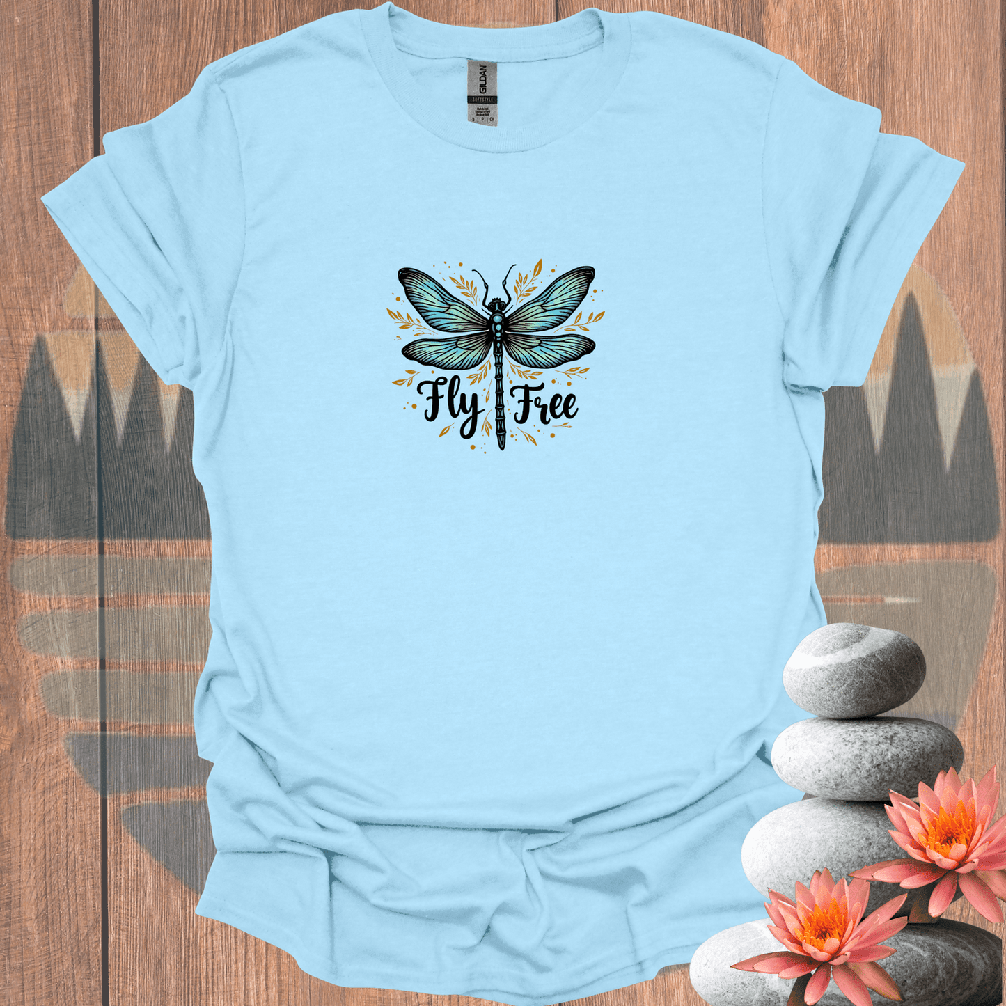 Printify T-Shirt Light Blue / S Fly Free T-Shirt Fly Free T-Shirt 33969974541291104277