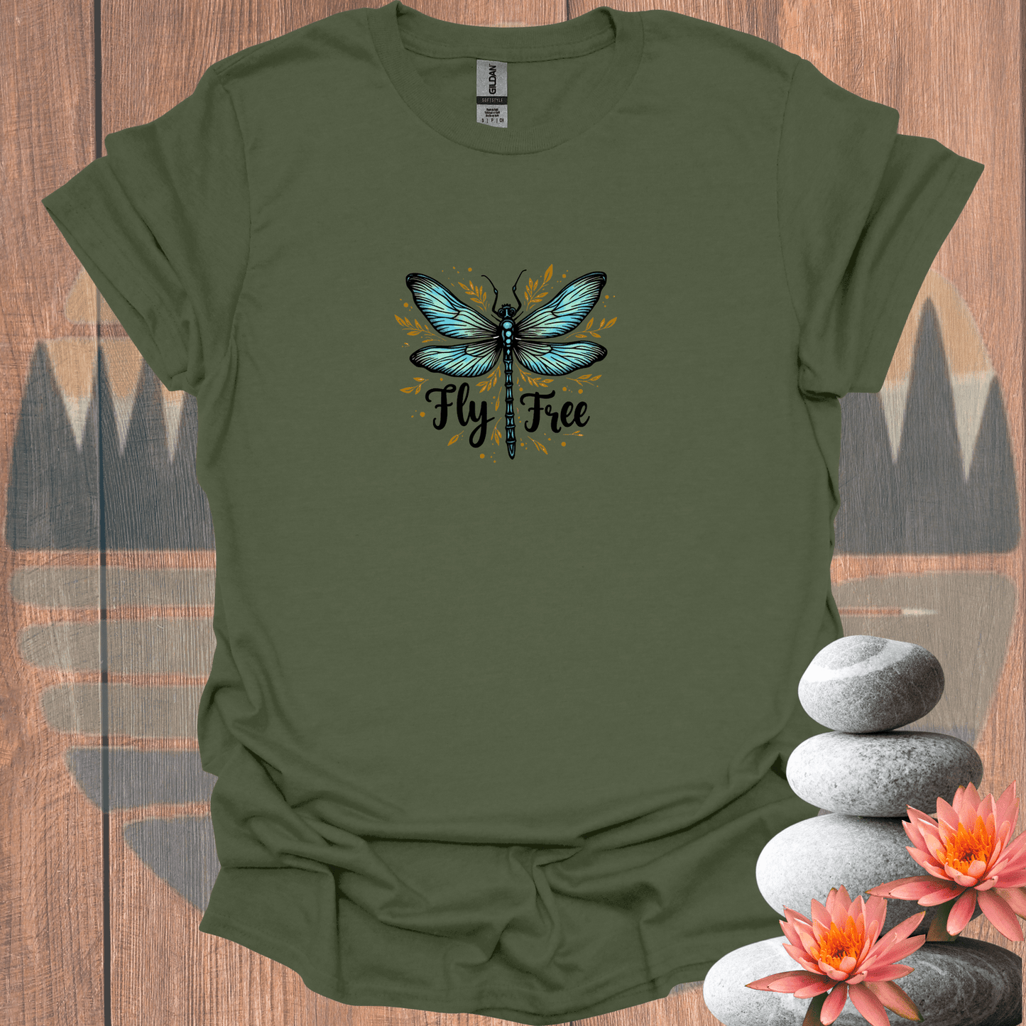 Printify T-Shirt Military Green / S Fly Free T-Shirt Fly Free T-Shirt 22460710016938639006