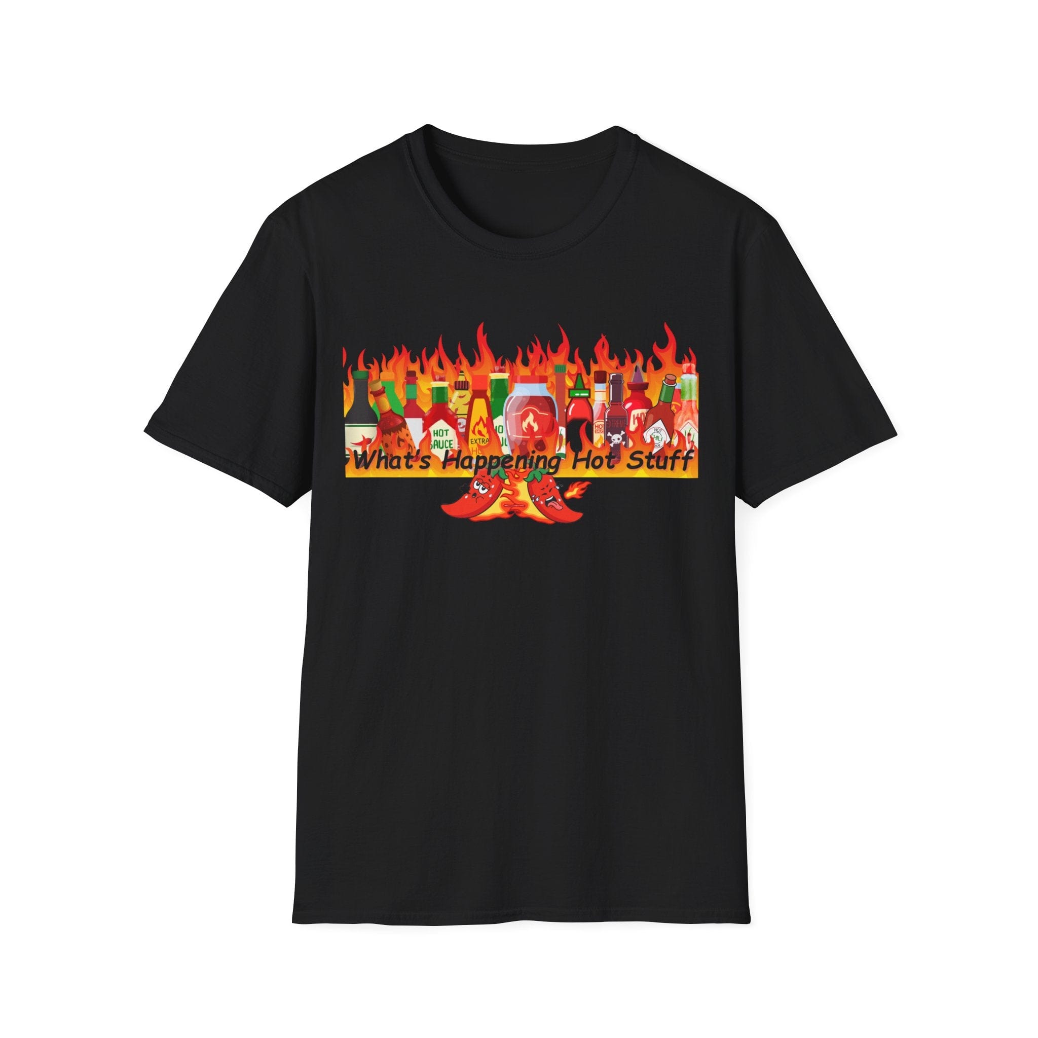 Printify T-Shirt Black / S Fun Graphic Tee - "What's Happening Hot Stuff" T-Shirt for Casual Wear, Gift, Summer, Birthday, Party Fun Graphic Tee - "What's Happening Hot Stuff" T-Shirt for Casual Wear, Gift, Summer, Birthday, Party 25836482450737417688