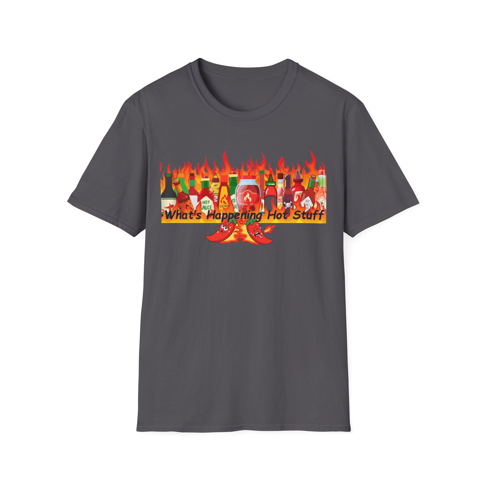 Printify T-Shirt Charcoal / S Fun Graphic Tee - "What's Happening Hot Stuff" T-Shirt for Casual Wear, Gift, Summer, Birthday, Party Fun Graphic Tee - "What's Happening Hot Stuff" T-Shirt for Casual Wear, Gift, Summer, Birthday, Party 11701361057210139243