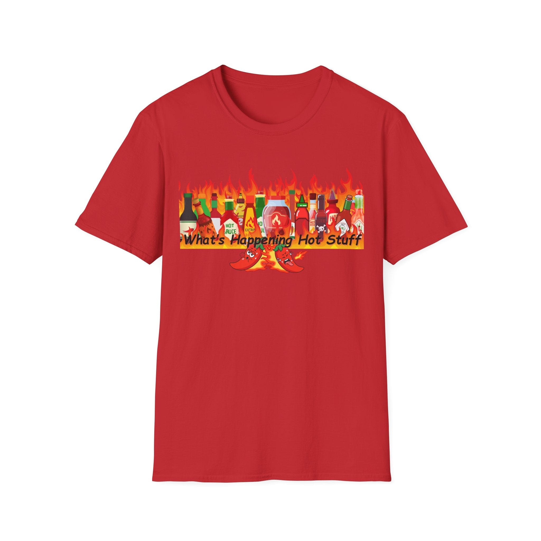 Printify T-Shirt Red / S Fun Graphic Tee - "What's Happening Hot Stuff" T-Shirt for Casual Wear, Gift, Summer, Birthday, Party Fun Graphic Tee - "What's Happening Hot Stuff" T-Shirt for Casual Wear, Gift, Summer, Birthday, Party 20971715793853848217