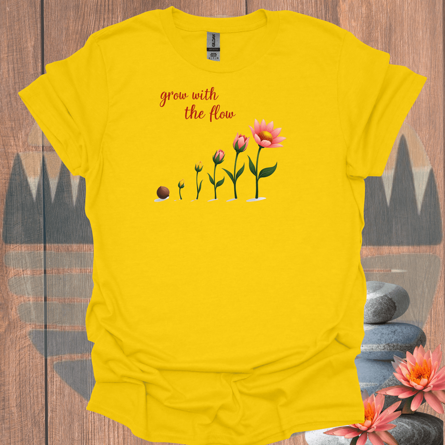 Printify T-Shirt Daisy / S Grow With The Flow T-Shirt Grow With The Flow T-Shirt 14981207884520636590