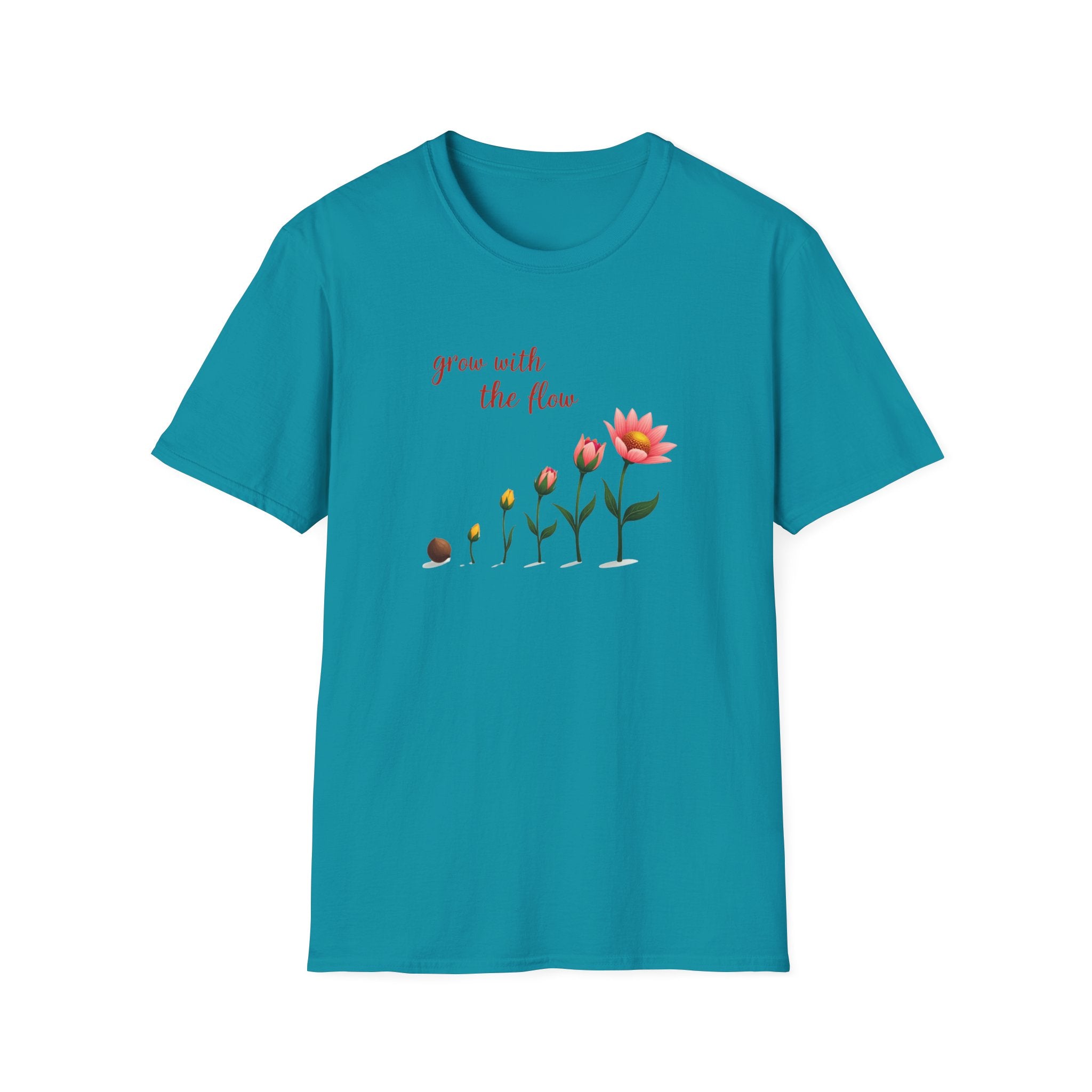 Printify T-Shirt Tropical Blue / S Grow With the Flow T-Shirt Grow With the Flow T-Shirt 19778964545991578163