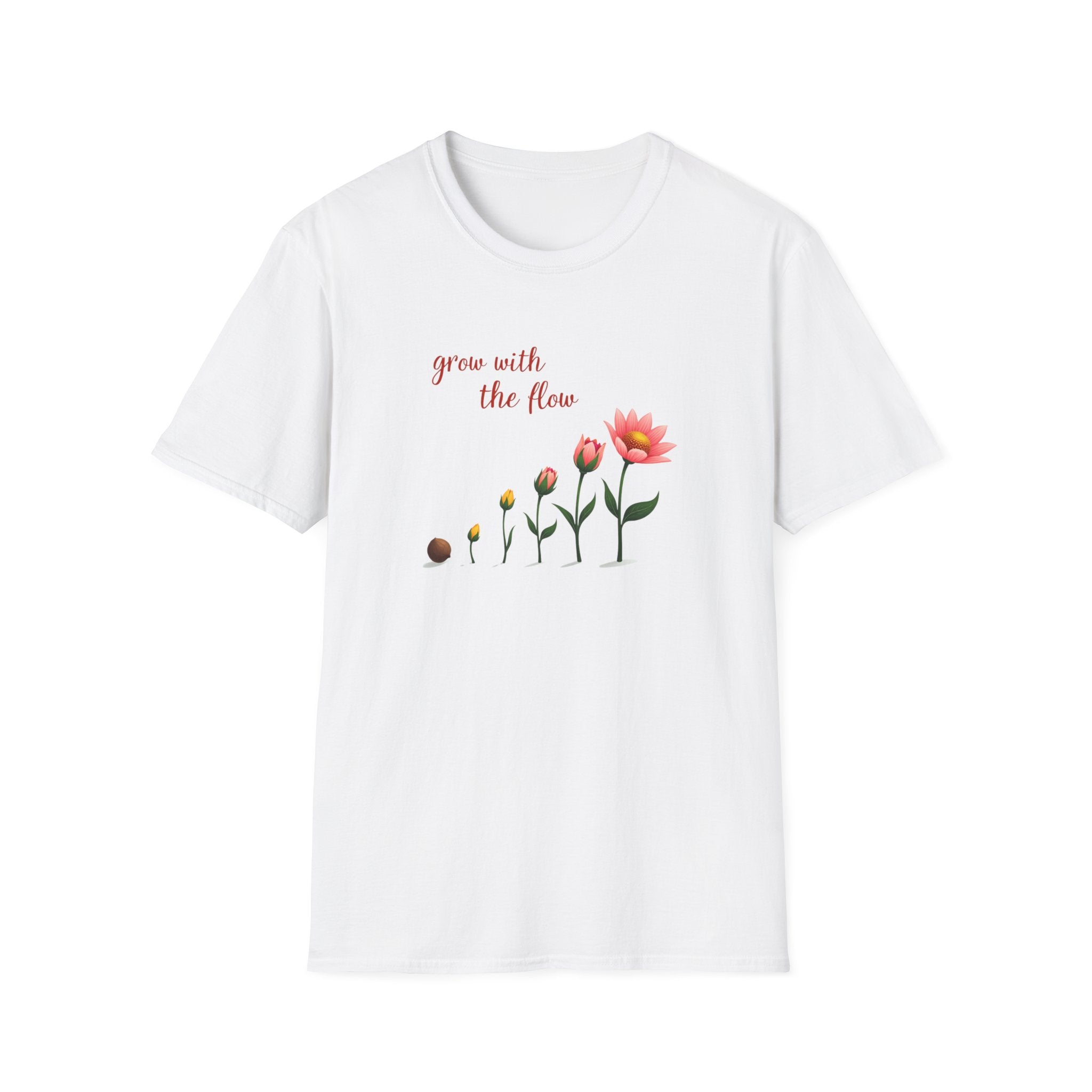 Printify T-Shirt White / S Grow With the Flow T-Shirt Grow With the Flow T-Shirt 31431858942327751508