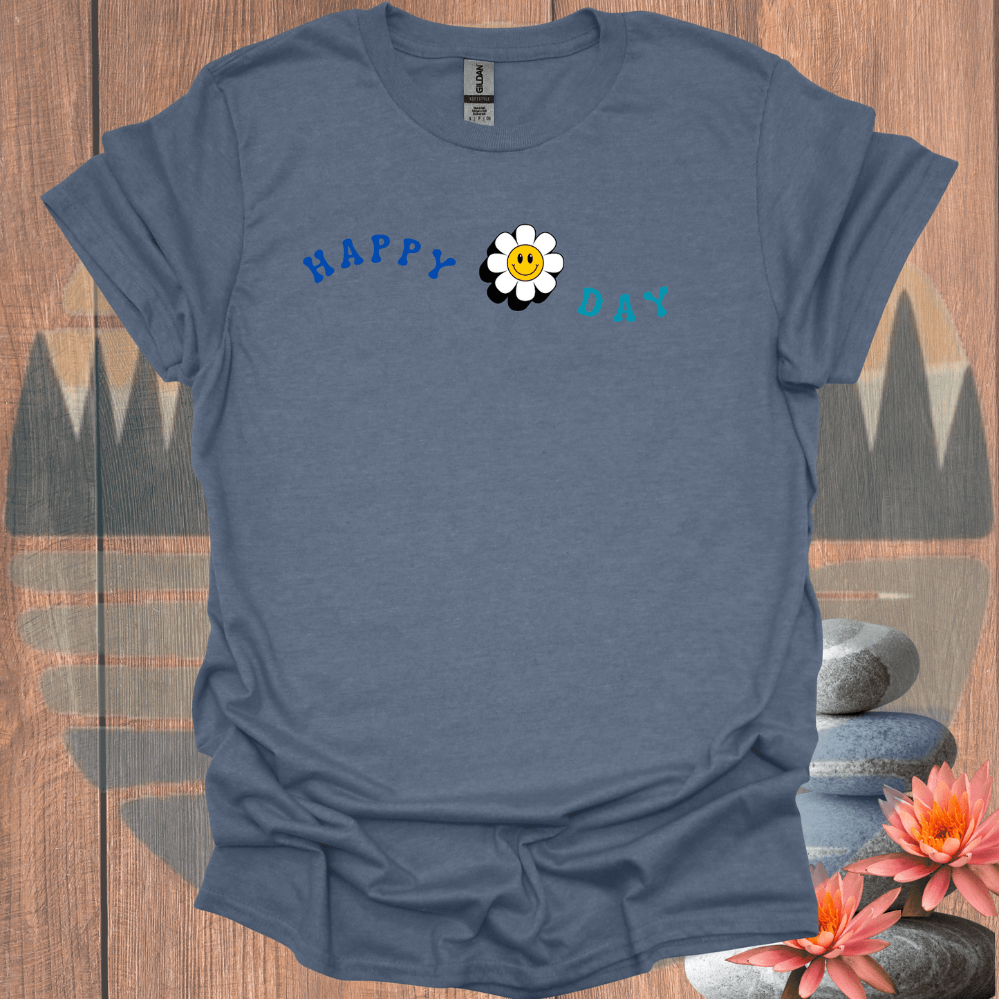 Printify T-Shirt Heather Indigo / S Happy Day T-Shirt Happy Day T-Shirt 23635788693528375786