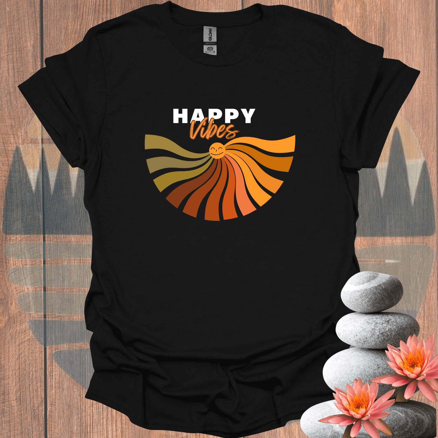 Printify T-Shirt Black / S Happy Vibes T-Shirt Happy Vibes T-Shirt 22405408880457074734