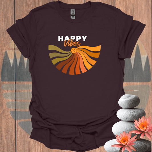 Printify T-Shirt Dark Chocolate / S Happy Vibes T-Shirt Happy Vibes T-Shirt 27886902228205995844