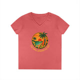 Printify V-neck S / Coral Silk Hawaiian Lei V-Neck T-Shirt Hawaiian Lei V-Neck T-Shirt 14816962301588714670