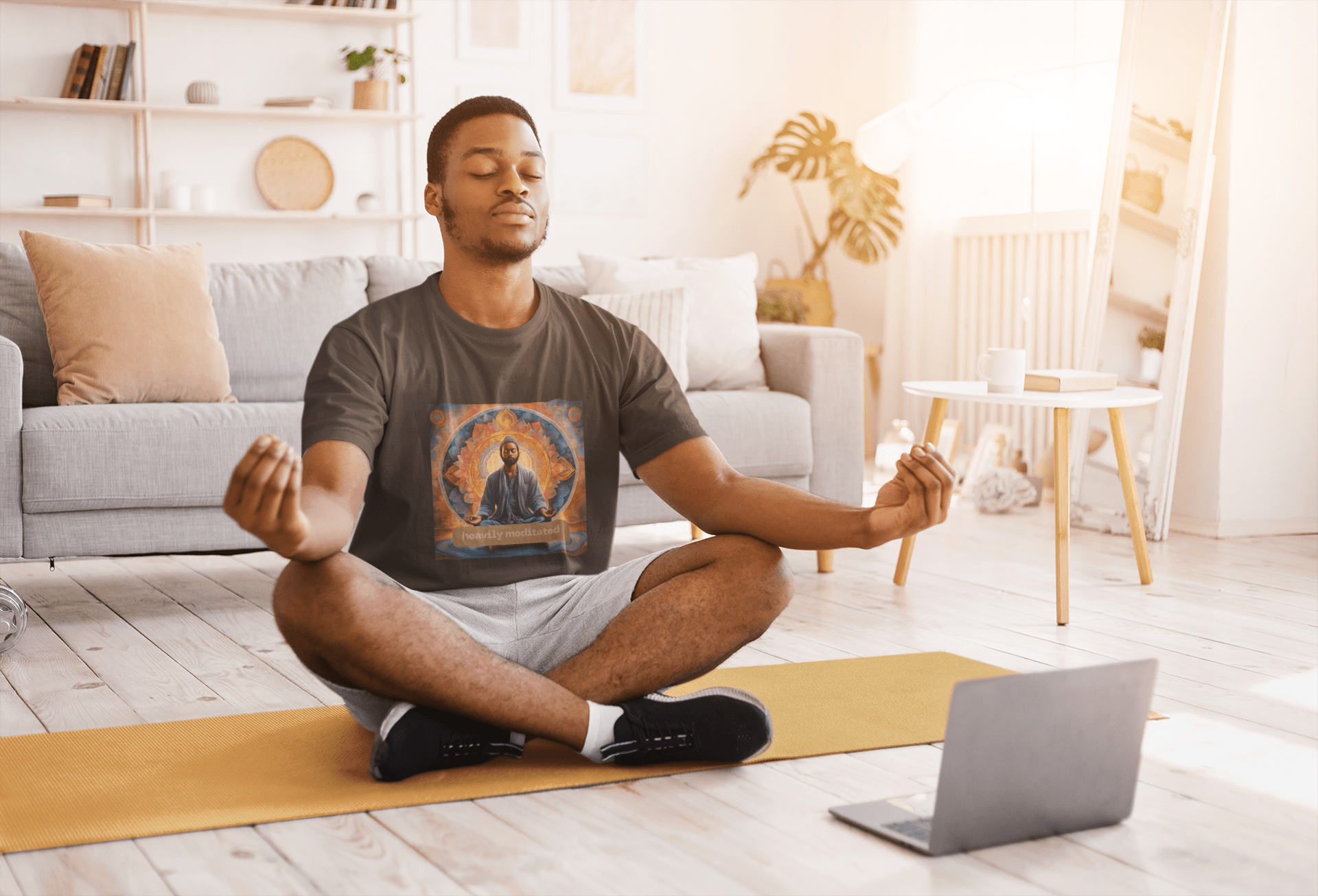Printify T-Shirt Heavily Meditated Man T-Shirt Heavily Meditated Man T-Shirt