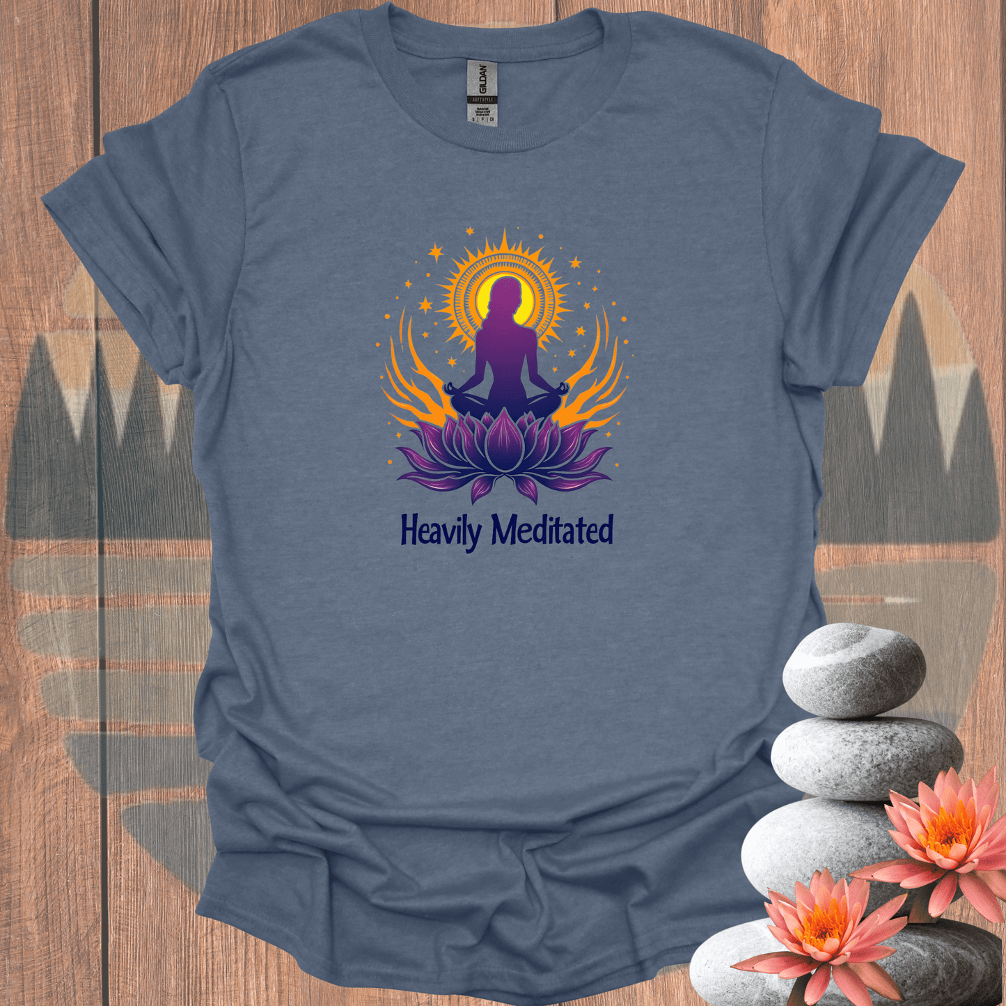 Printify T-Shirt Heather Indigo / S Heavily Meditated T-Shirt Heavily Meditated T-Shirt 18738588552370558287