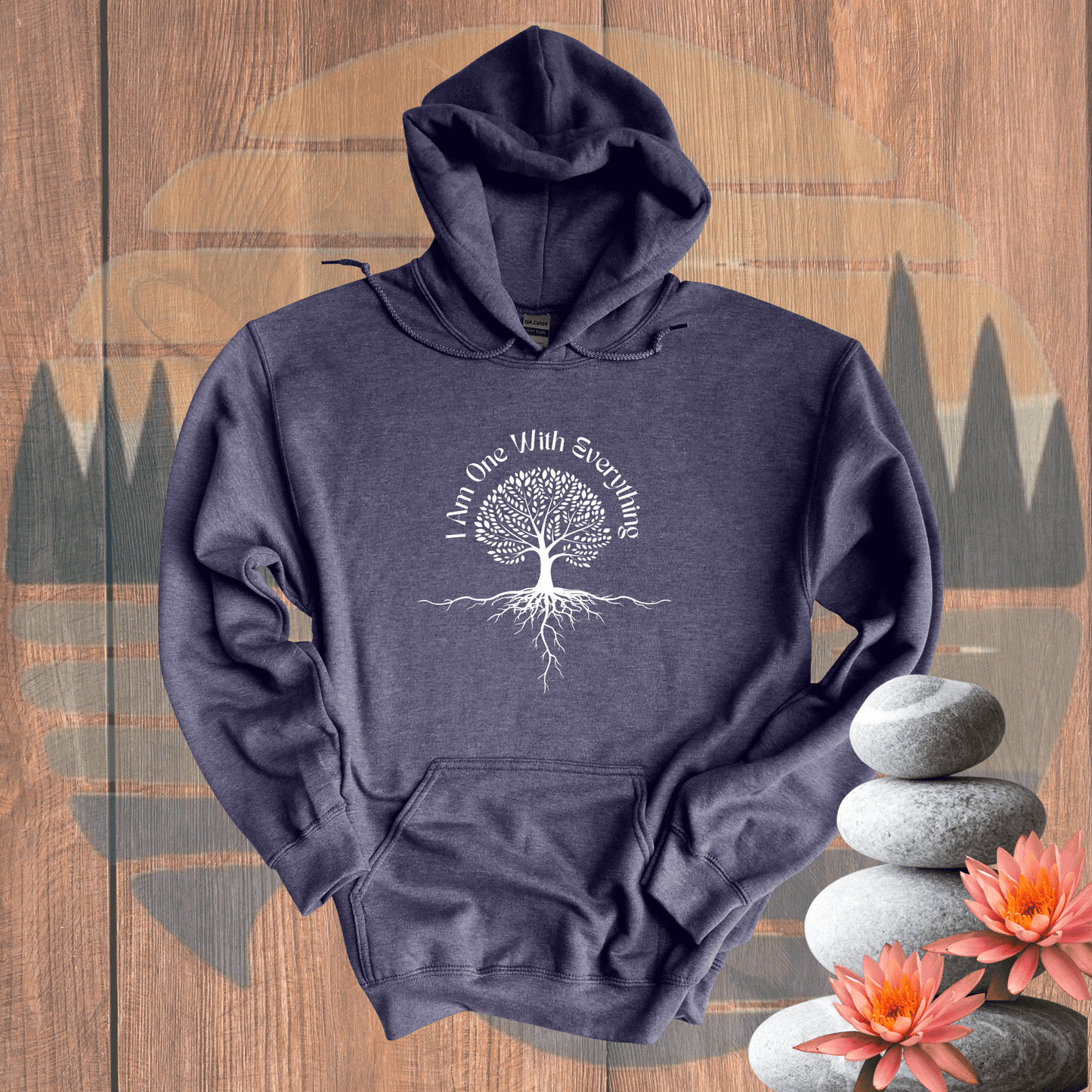 Printify Hoodie Heather Navy / S I am One with Everything Hooded Sweatshirt I am One with Everything Hooded Sweatshirt 18458173087410987859