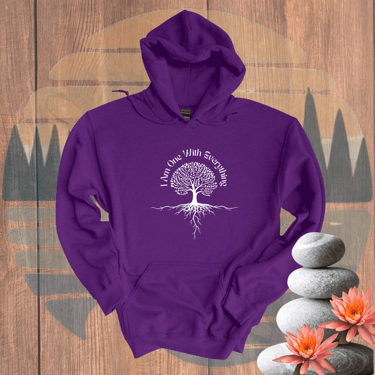 Printify Hoodie Purple / S I am One with Everything Hooded Sweatshirt I am One with Everything Hooded Sweatshirt 21573599063045411553