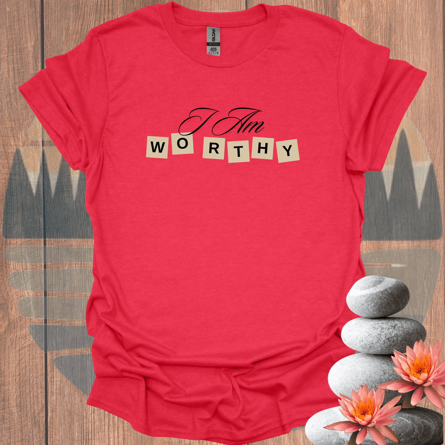 Printify T-Shirt Heather Red / S I Am Worthy T-Shirt I Am Worthy T-Shirt 32412657081390142773