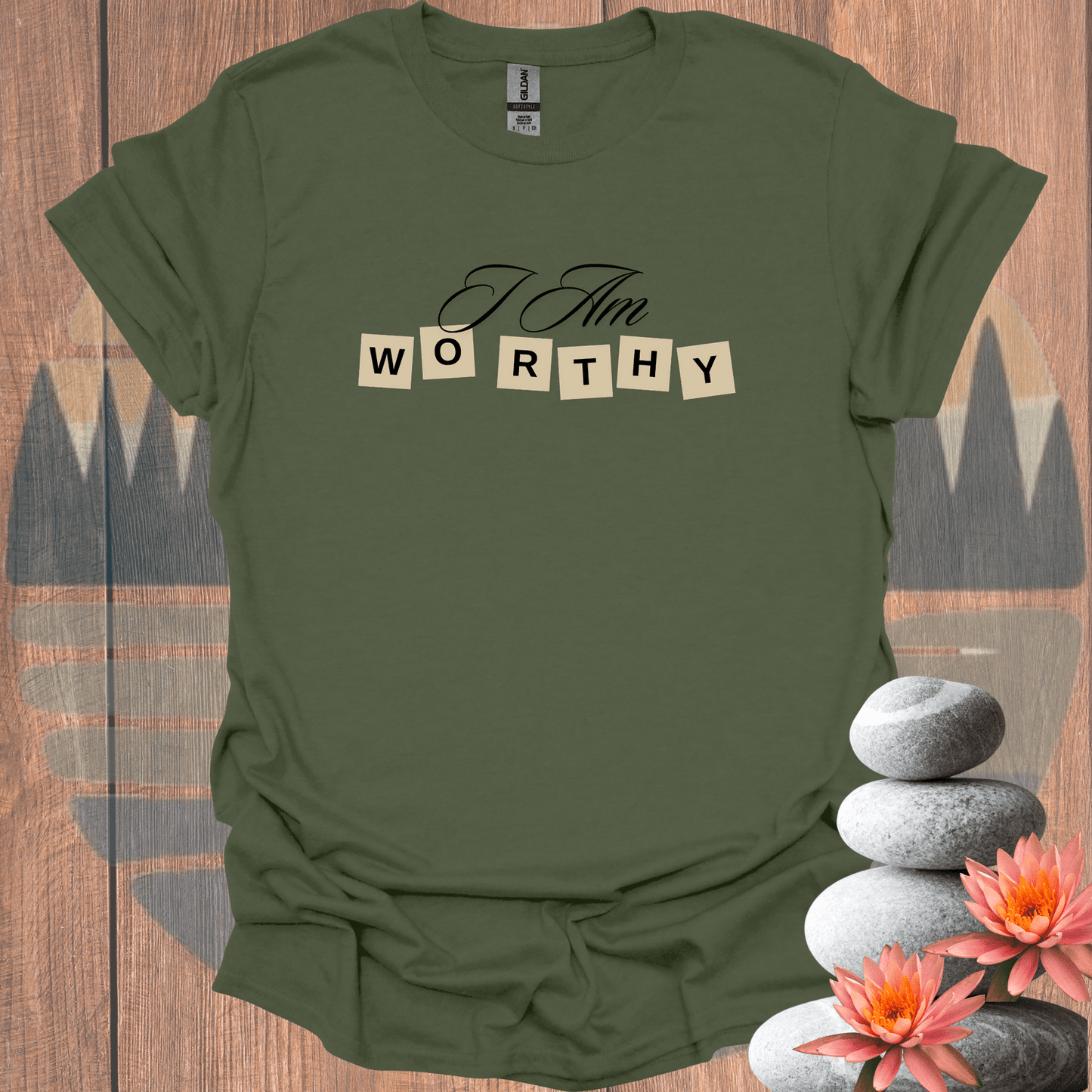 Printify T-Shirt Military Green / S I Am Worthy T-Shirt I Am Worthy T-Shirt 22707103842535019299