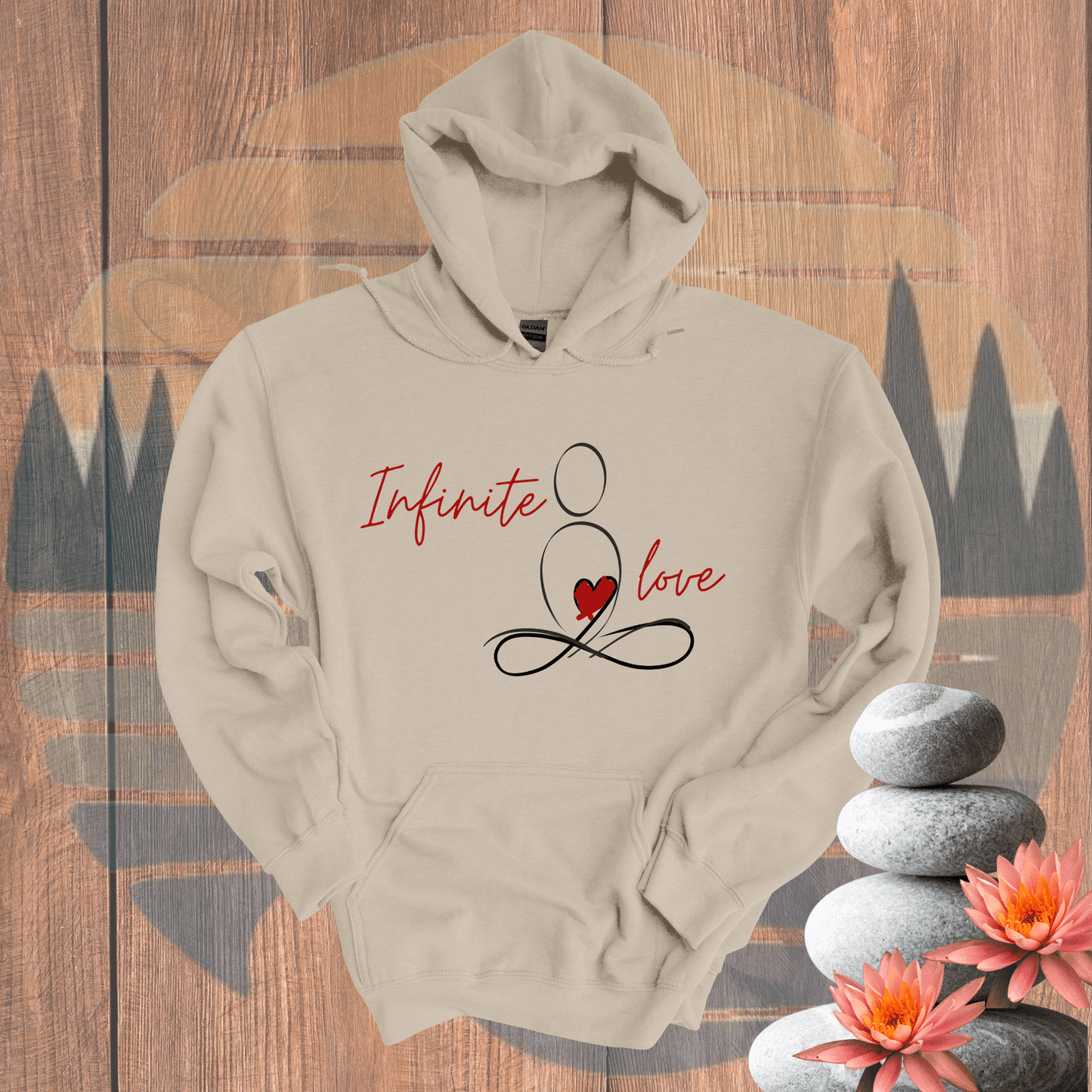 Printify Hoodie Sand / S Infinite Love Hooded Sweatshirt Infinite Love Hooded Sweatshirt 22418513622403142127