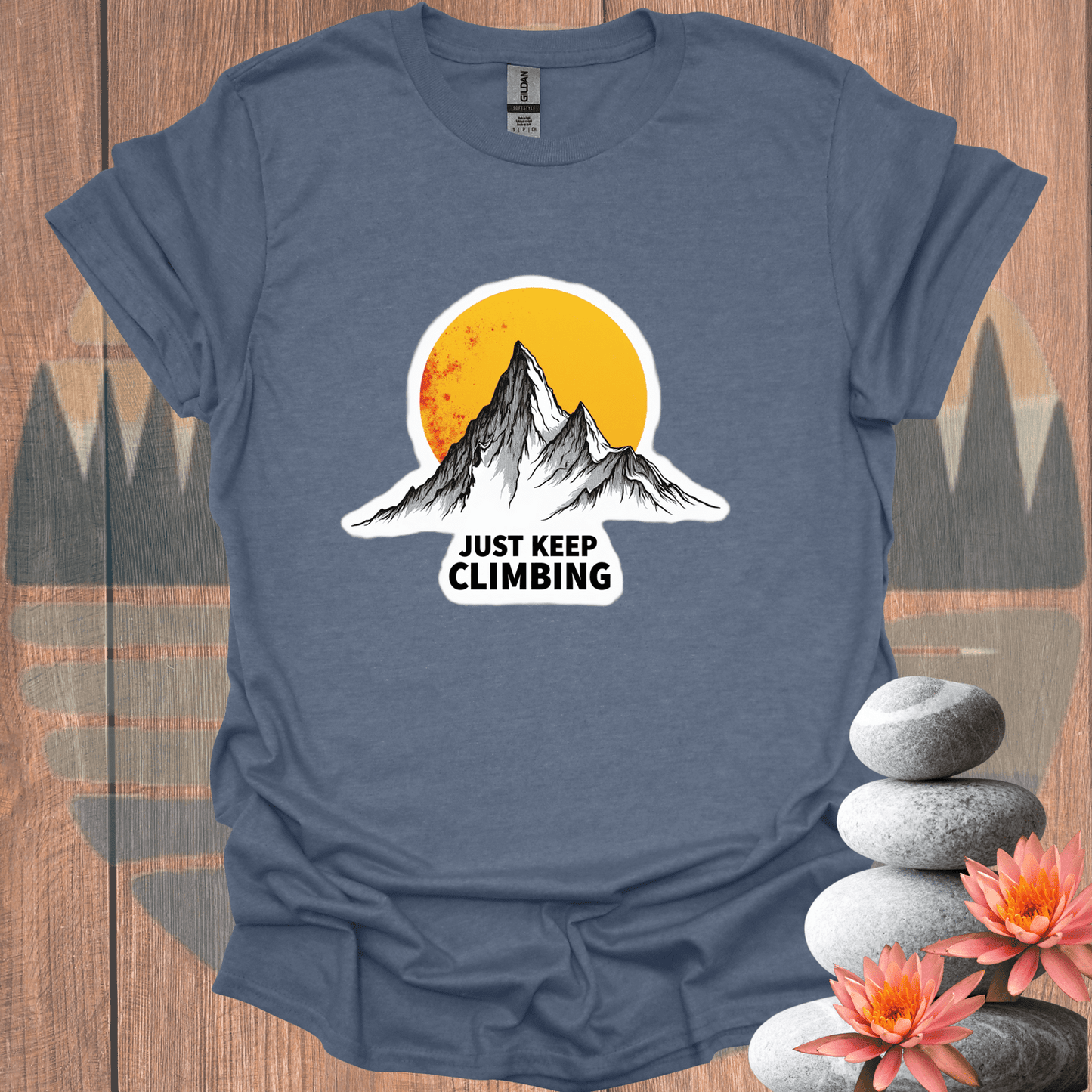 Printify T-Shirt Heather Indigo / S Just Keep Climbing T-Shirt Just Keep Climbing T-Shirt 74037323934735323553