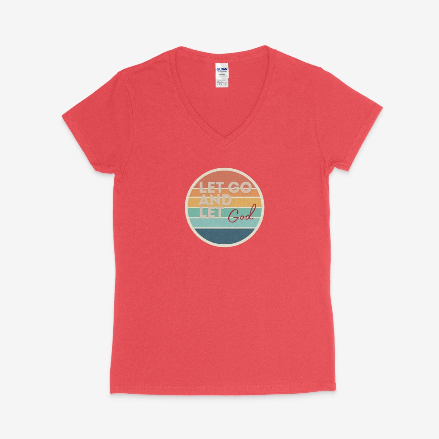 Printify V-neck S / Coral Silk Let Go and Let God V-Neck Let Go and Let God V-Neck 25995979120358577597