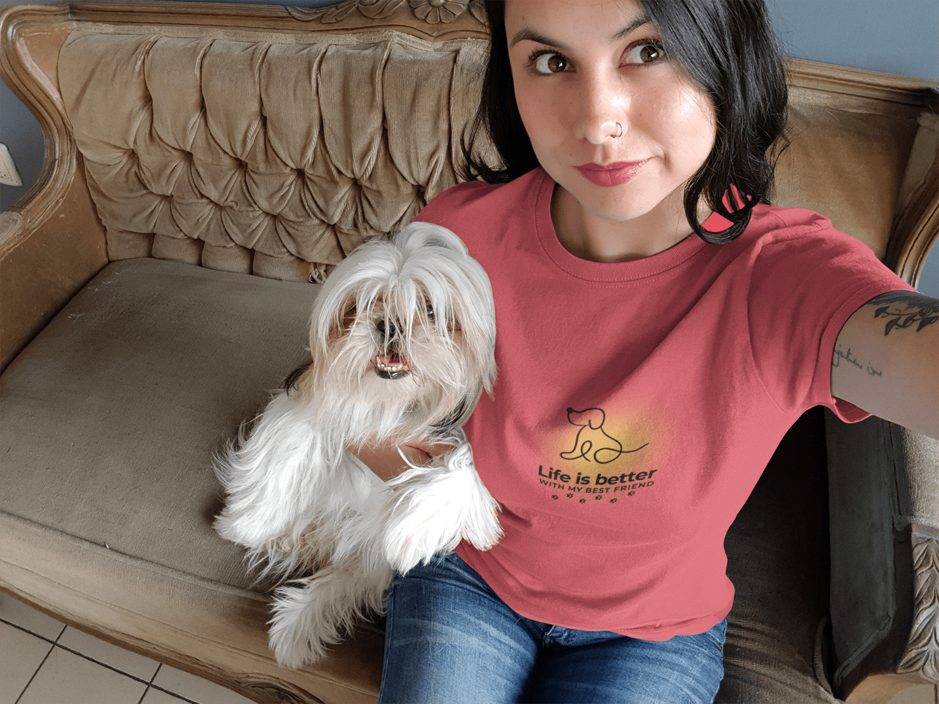 Printify T-Shirt Life Is Better Dog T-Shirt Life Is Better Dog T-Shirt