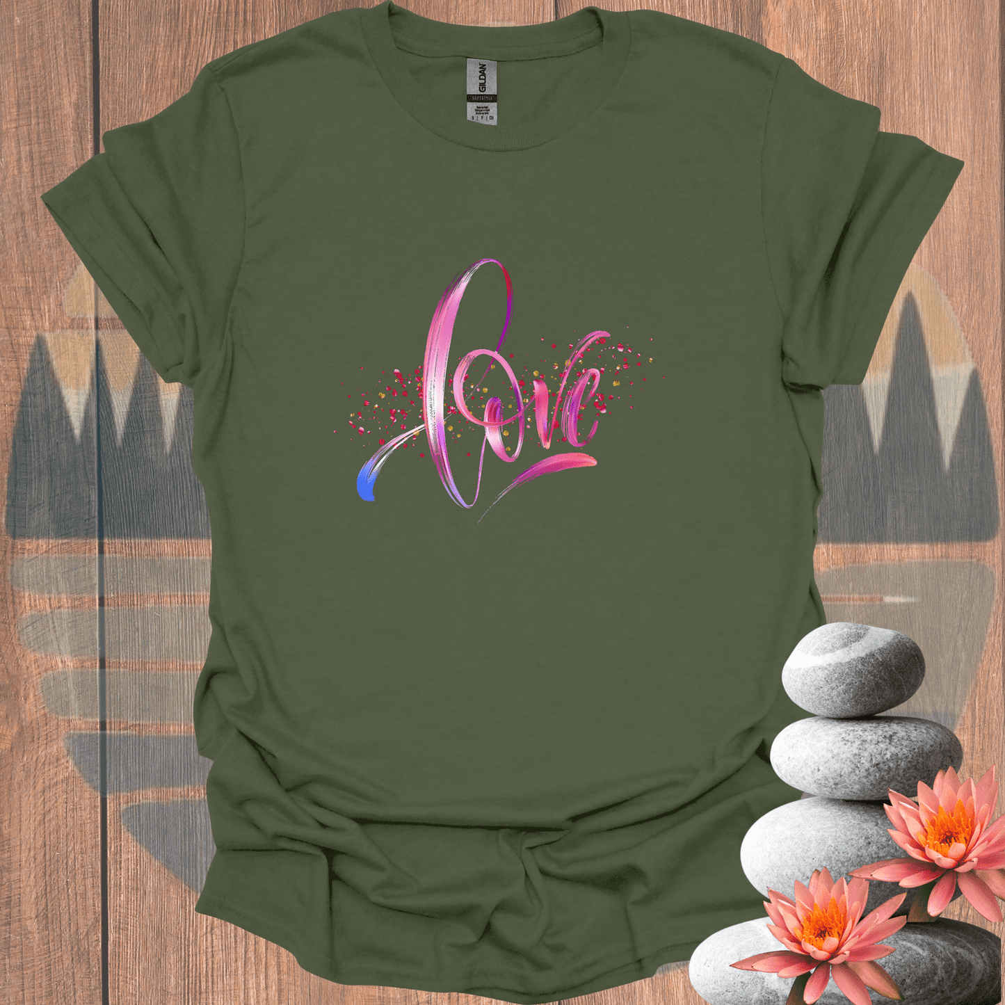 Printify T-Shirt Military Green / S Love T-Shirt Love T-Shirt 10567631302910705396