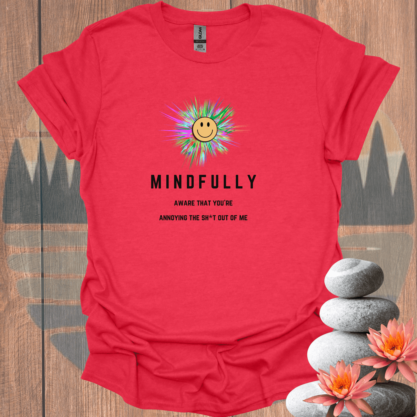 Printify T-Shirt Heather Red / S Mindfully Aware Burst T-Shirt Mindfully Aware Burst T-Shirt 31284906158776616161