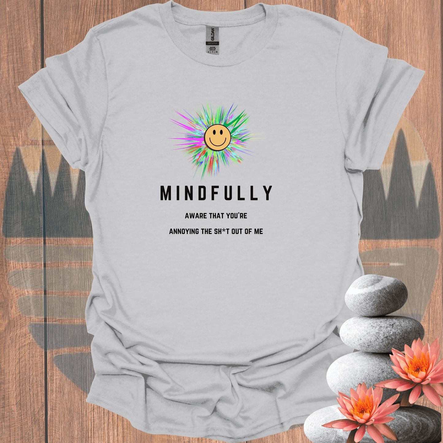 Printify T-Shirt Ice Grey / S Mindfully Aware Burst T-Shirt Mindfully Aware Burst T-Shirt 21350480116624787929