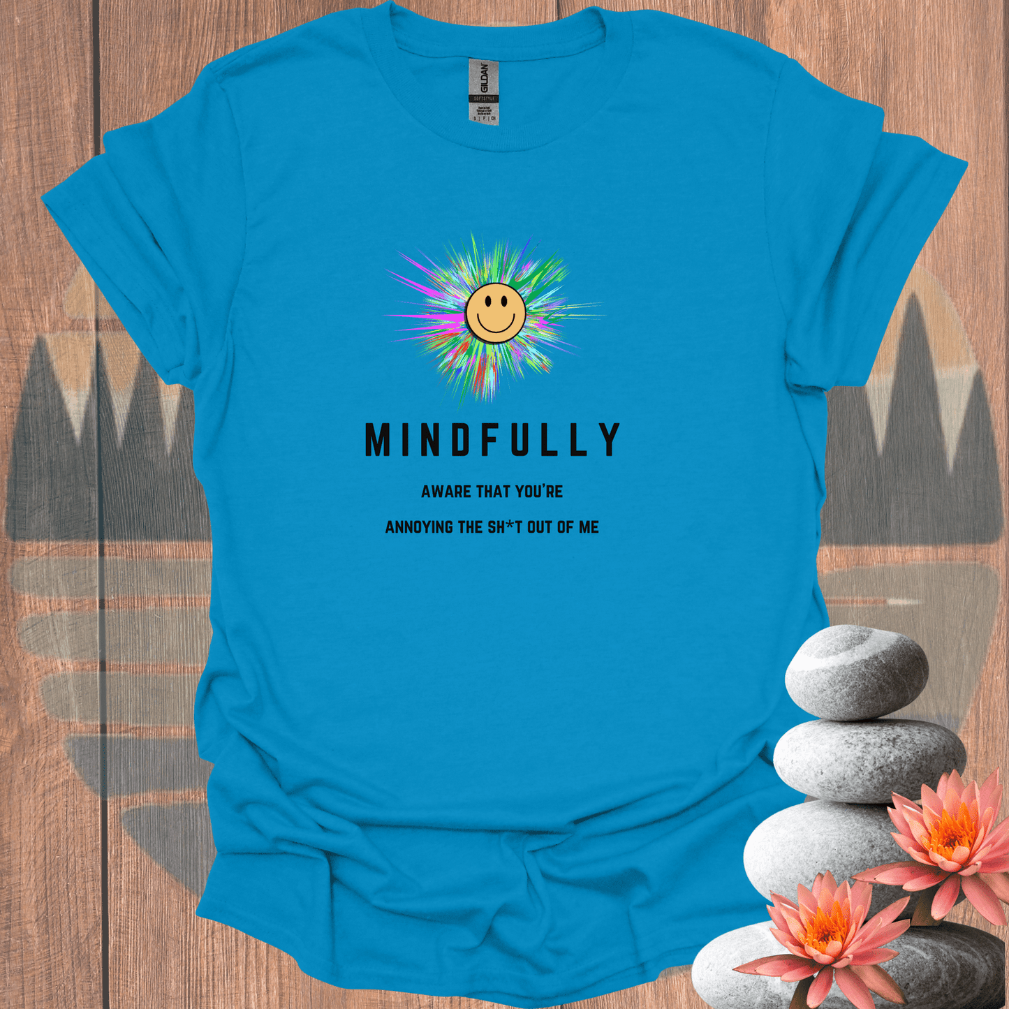 Printify T-Shirt Sapphire / S Mindfully Aware Burst T-Shirt Mindfully Aware Burst T-Shirt 16094744877483405791