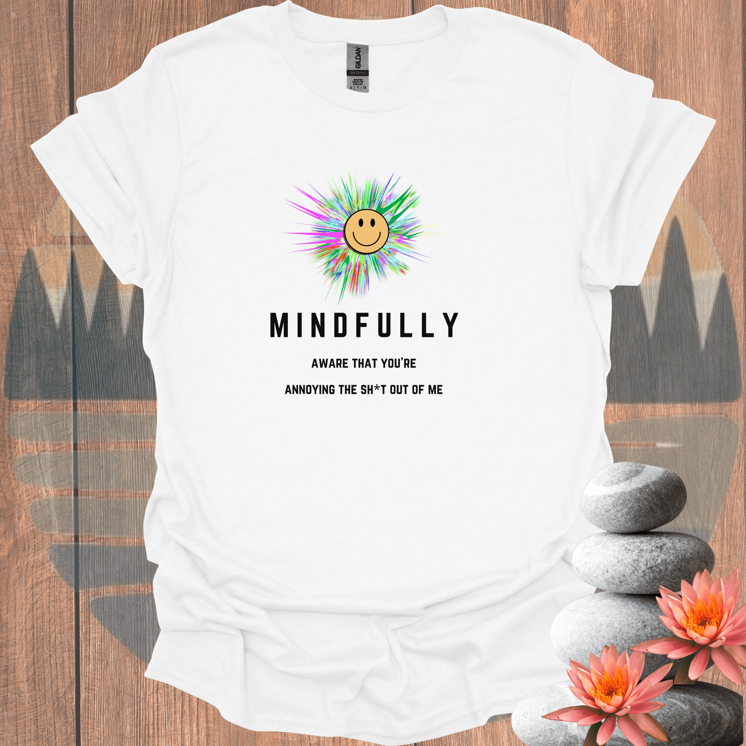 Printify T-Shirt White / S Mindfully Aware Burst T-Shirt Mindfully Aware Burst T-Shirt 11895320386437969524