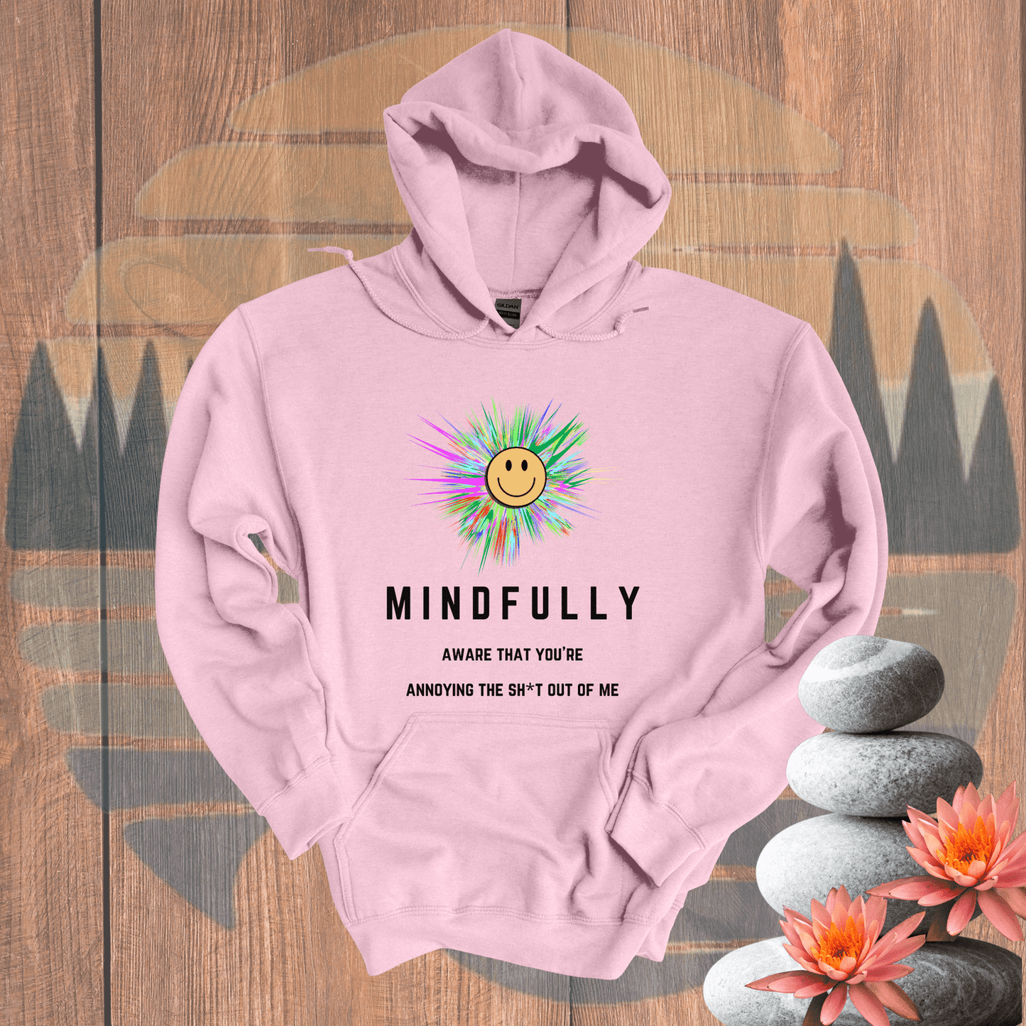 Printify Hoodie Light Pink / S Mindfully Aware Hooded Sweatshirt Mindfully Aware Hooded Sweatshirt 23272886079419590079