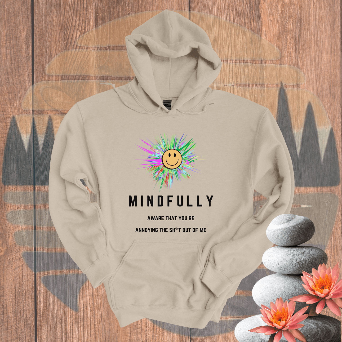 Printify Hoodie Sand / S Mindfully Aware Hooded Sweatshirt Mindfully Aware Hooded Sweatshirt 30382274762101398936