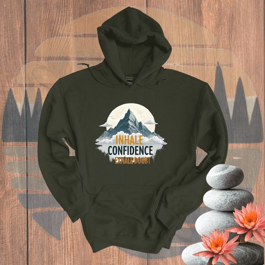 Printify Hoodie Military Green / S Mountain of Confidence  Hooded Sweatshirt Mountain of Confidence  Hooded Sweatshirt 16062913273848653453