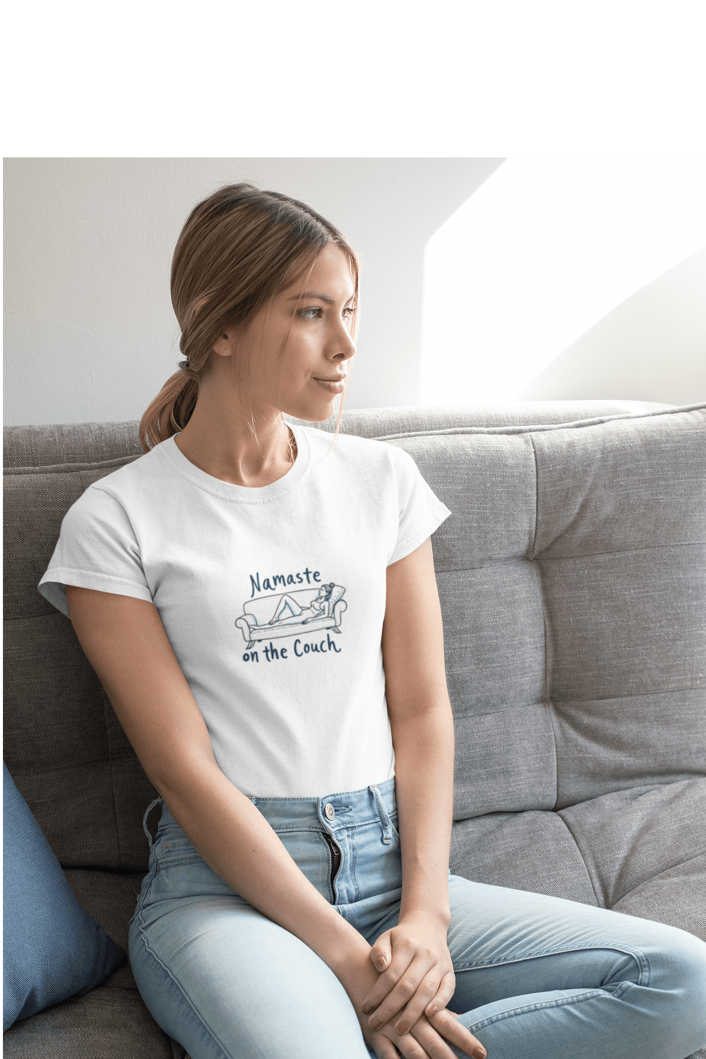 Printify T-Shirt Namaste on the Couch B&W T-Shirt Namaste on the Couch B&W T-Shirt