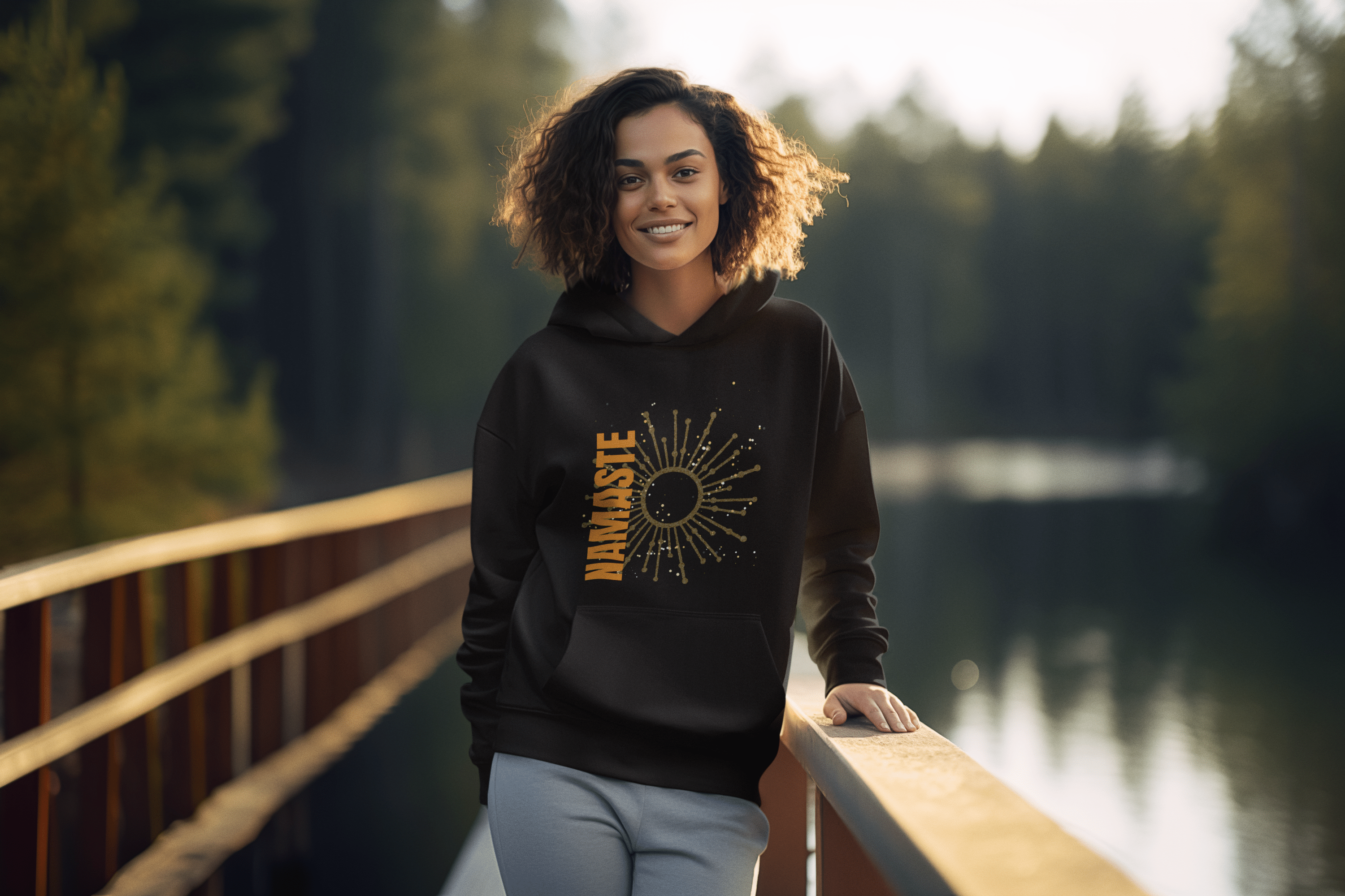 Printify Hoodie Namaste Sun Hoodie Namaste Sun Hoodie