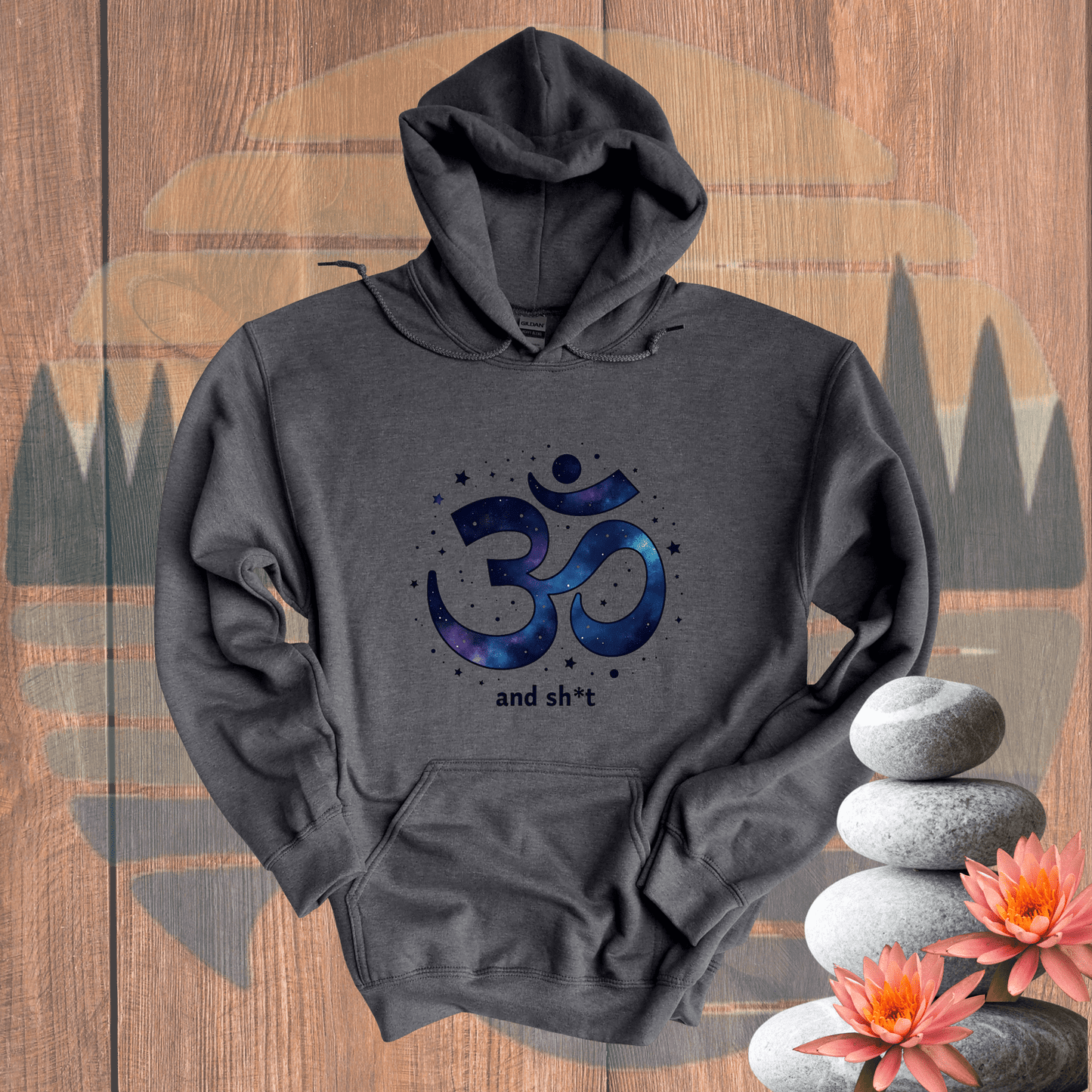 Printify Hoodie Dark Heather / S Om and Sh*t Hooded Sweatshirt Om and Sh*t Hooded Sweatshirt 44710823017274719543