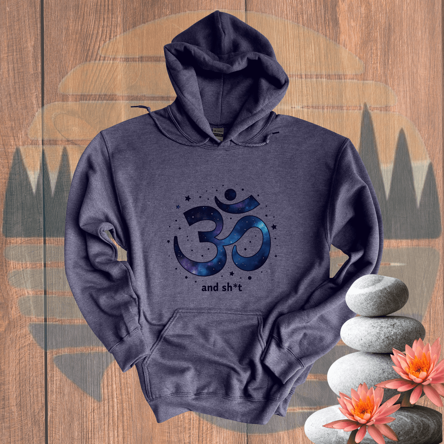 Printify Hoodie Heather Navy / S Om and Sh*t Hooded Sweatshirt Om and Sh*t Hooded Sweatshirt 13888238439799706592