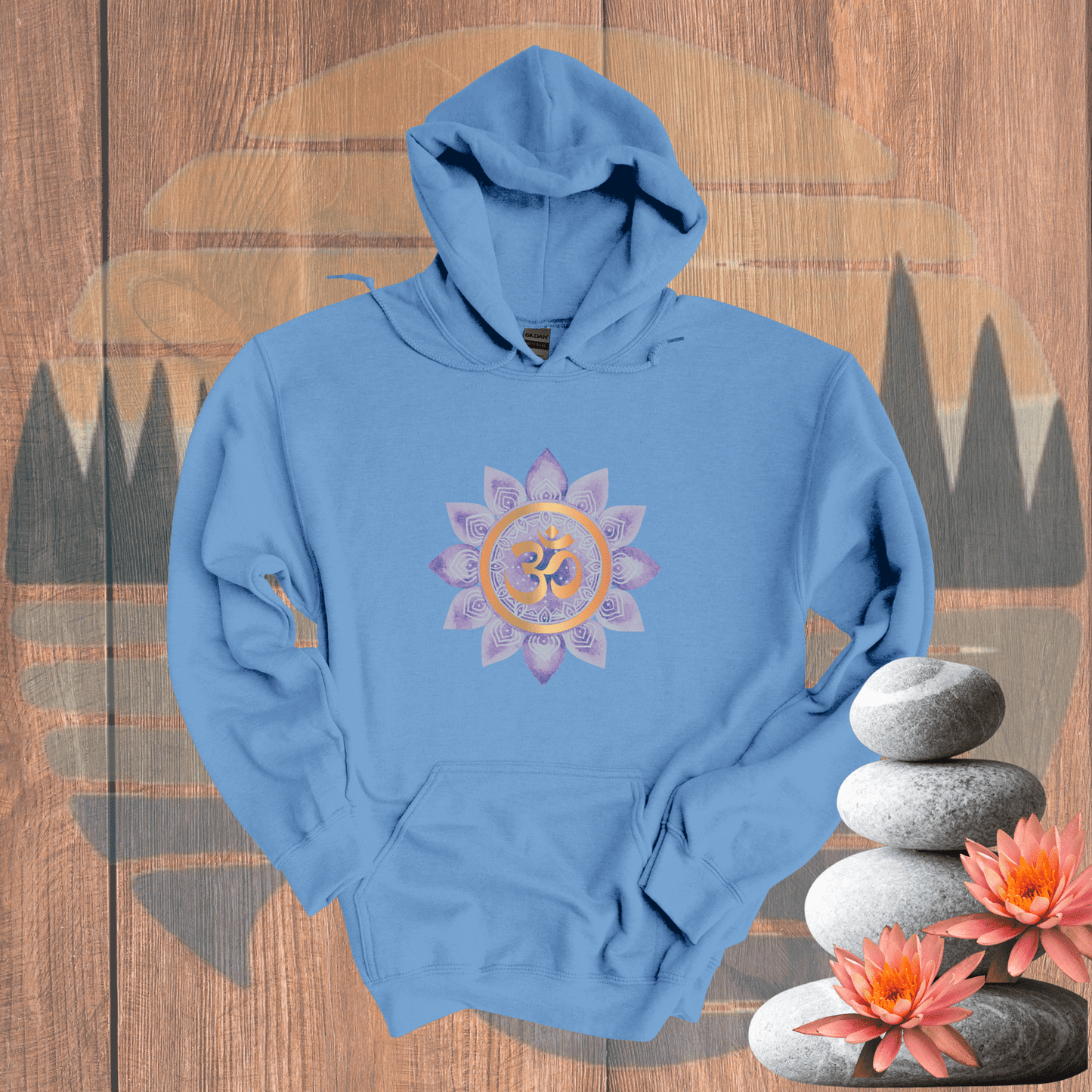 Printify Hoodie Carolina Blue / S Om Hooded Sweatshirt Om Hooded Sweatshirt 24557745660431434376