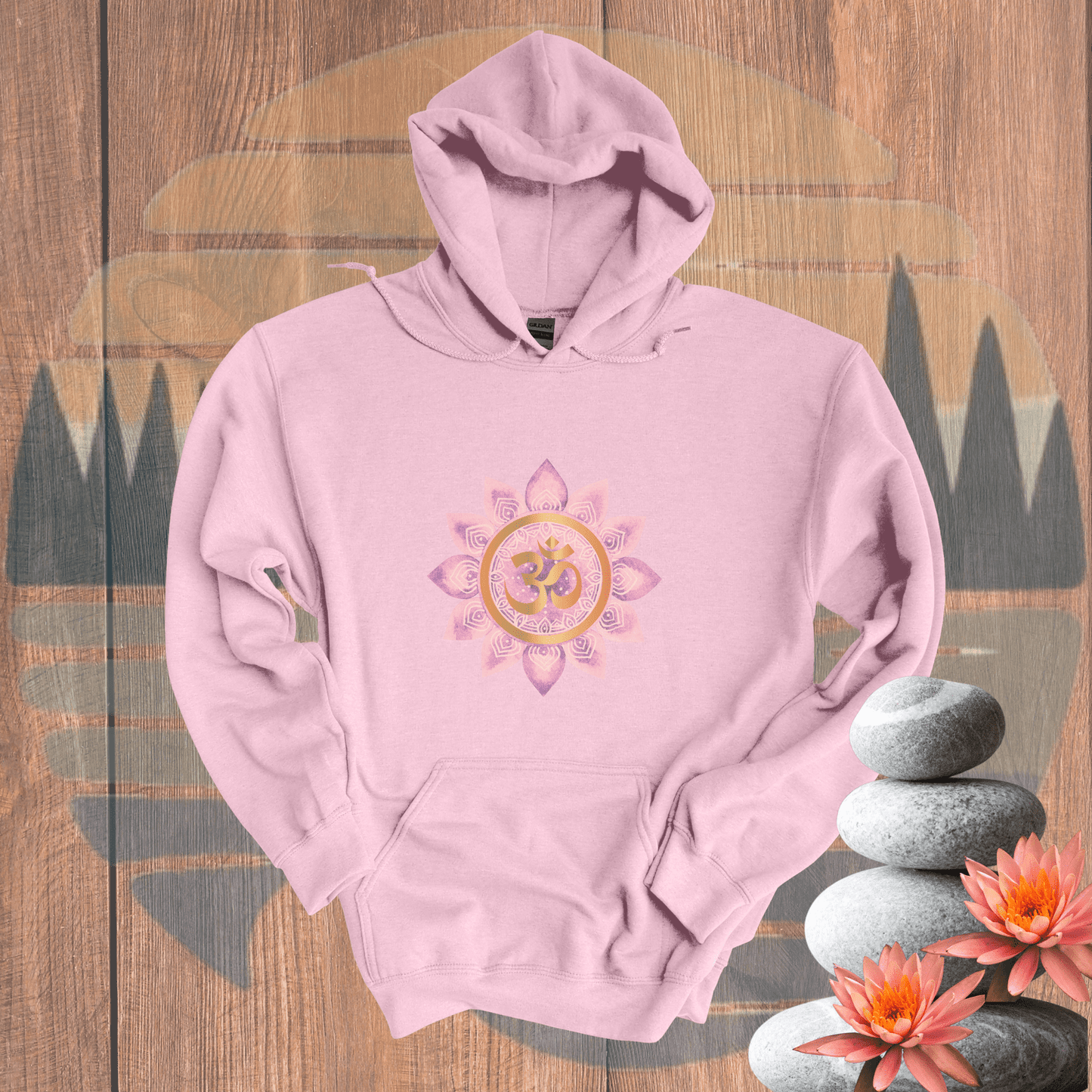 Printify Hoodie Light Pink / S Om Hooded Sweatshirt Om Hooded Sweatshirt 19356272316887996359