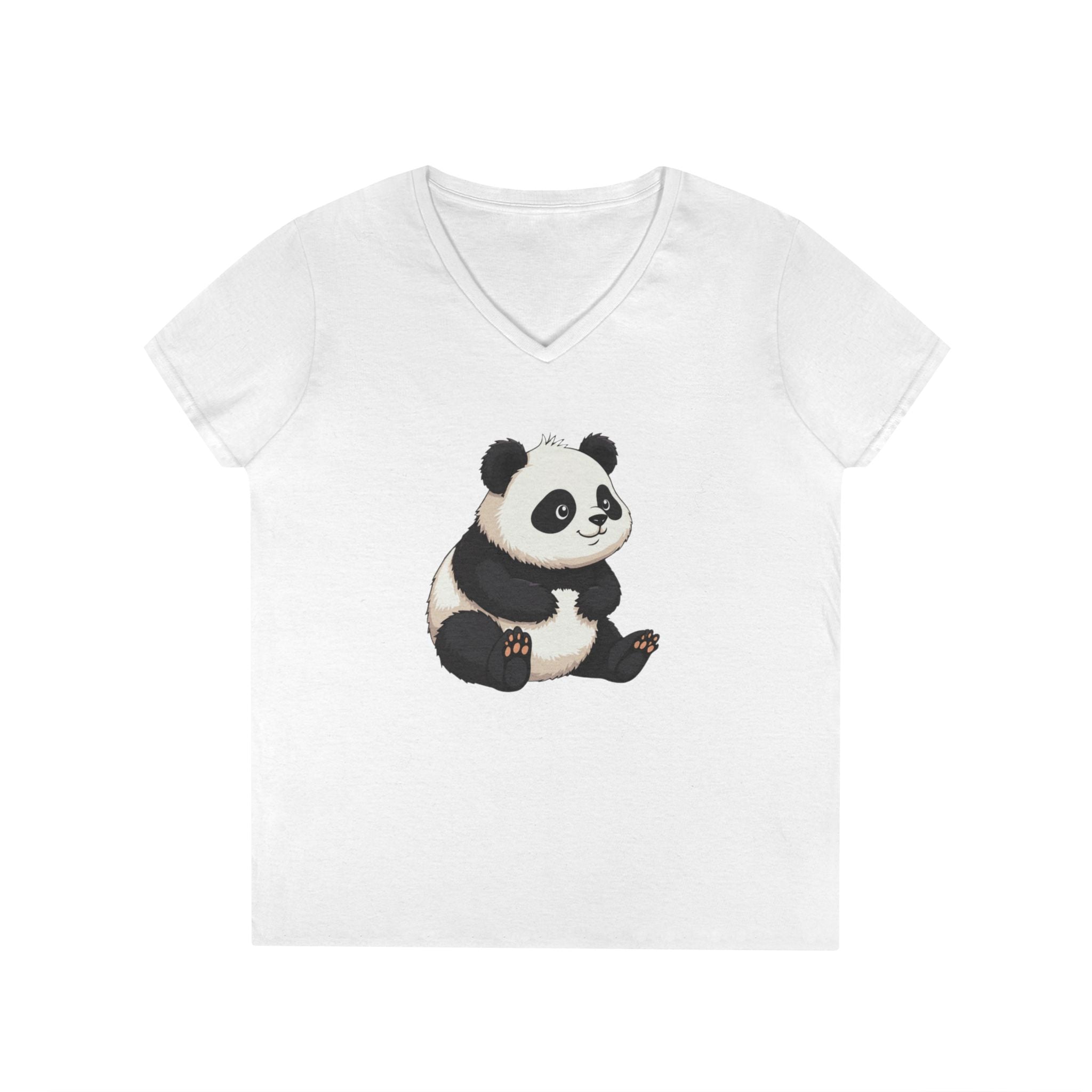 Printify V-neck S / White Panda Me This V-Neck T-Shirt Panda Me This V-Neck T-Shirt 23254468034278300359