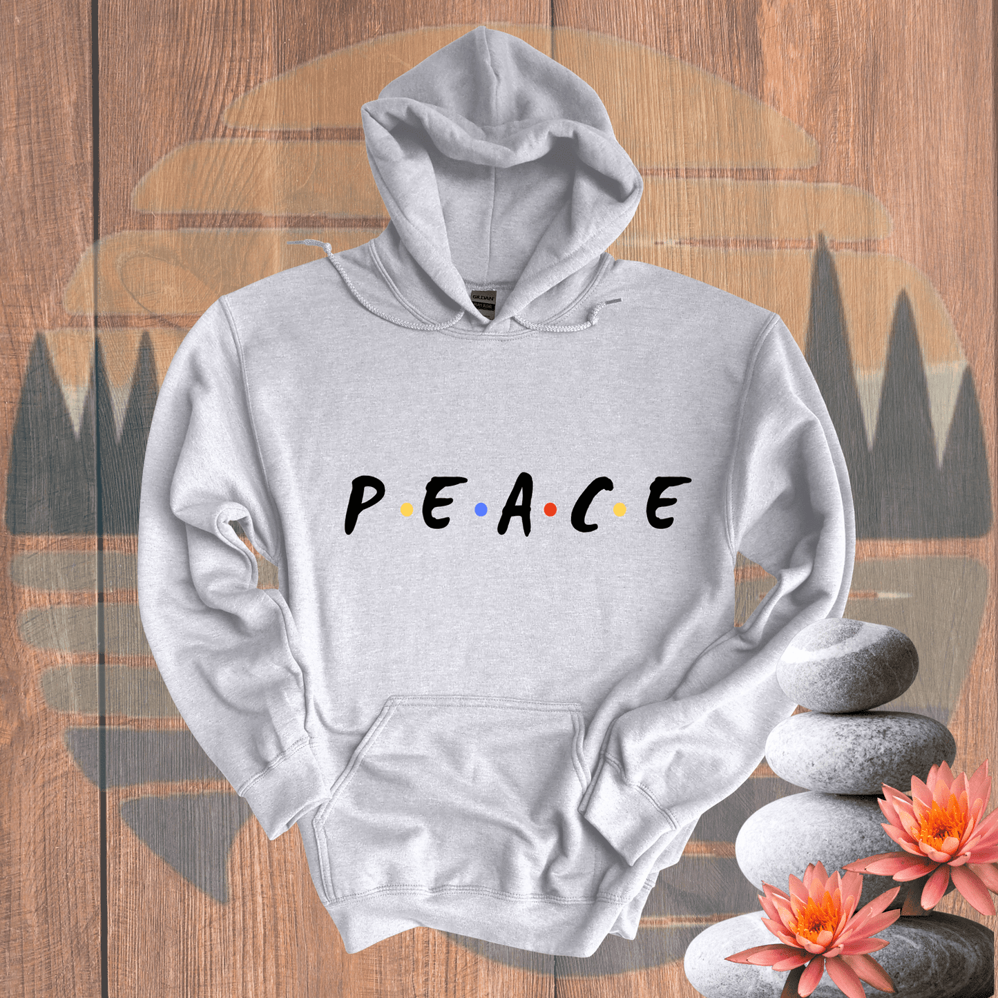 Printify Hoodie Ash / S PEACE* Hooded Sweatshirt PEACE* Hooded Sweatshirt 42566874981262993767