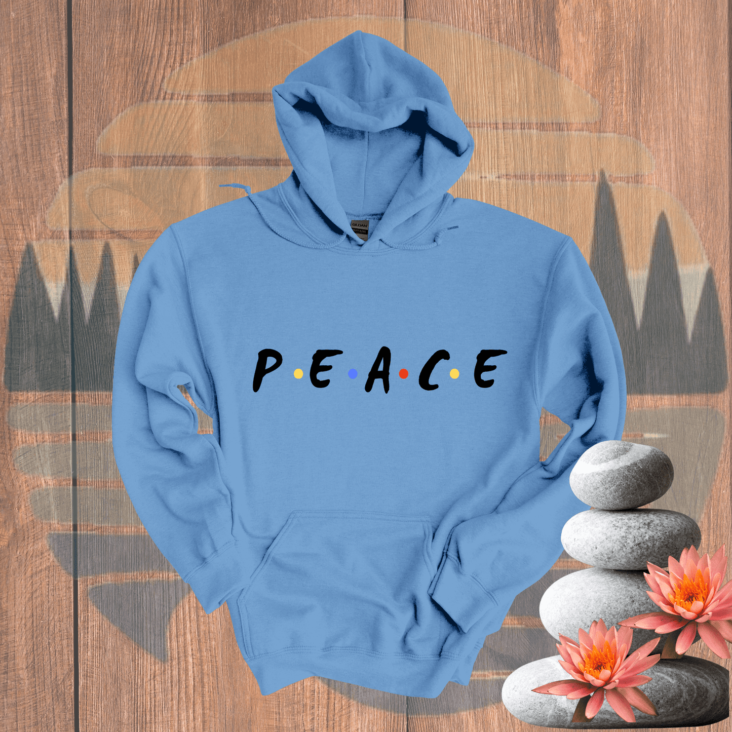 Printify Hoodie Carolina Blue / S PEACE* Hooded Sweatshirt PEACE* Hooded Sweatshirt 31411839484627950602