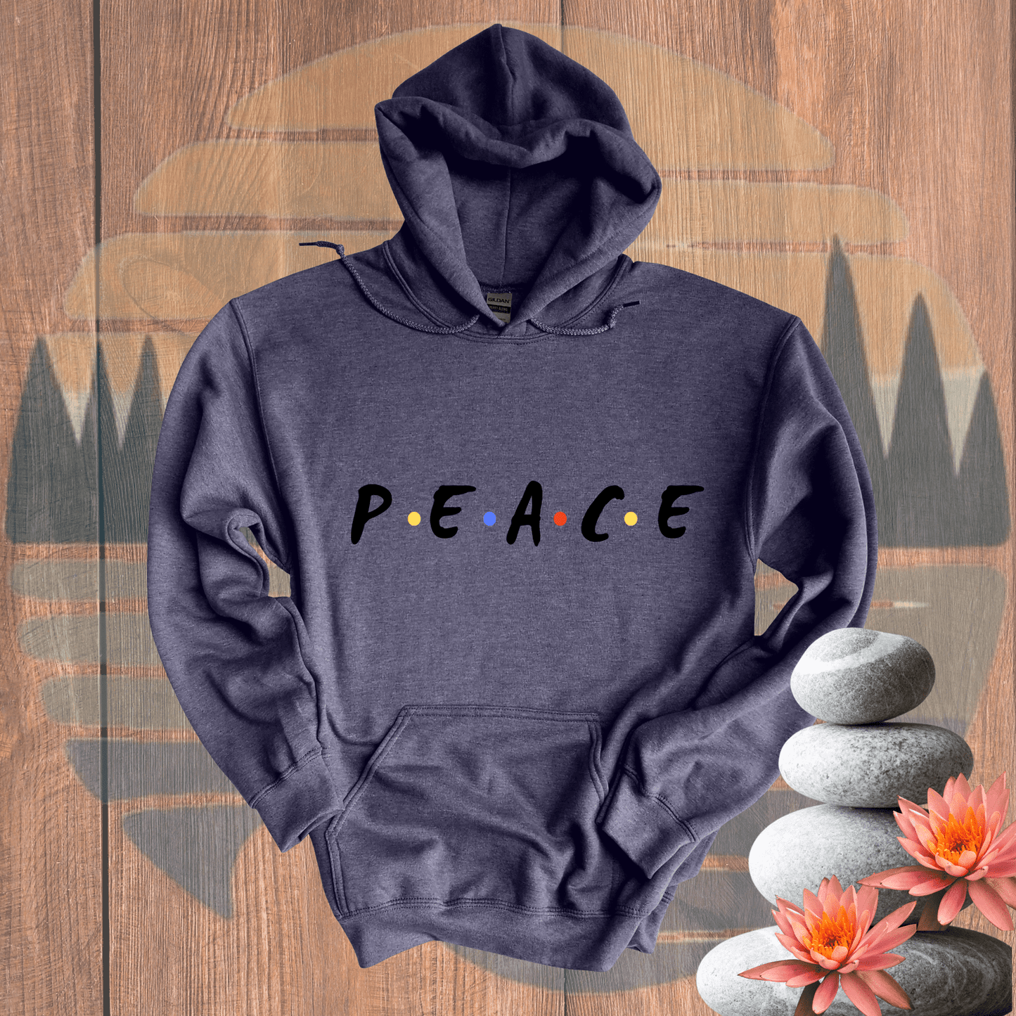 Printify Hoodie Heather Navy / S PEACE* Hooded Sweatshirt PEACE* Hooded Sweatshirt 27200218252431135896